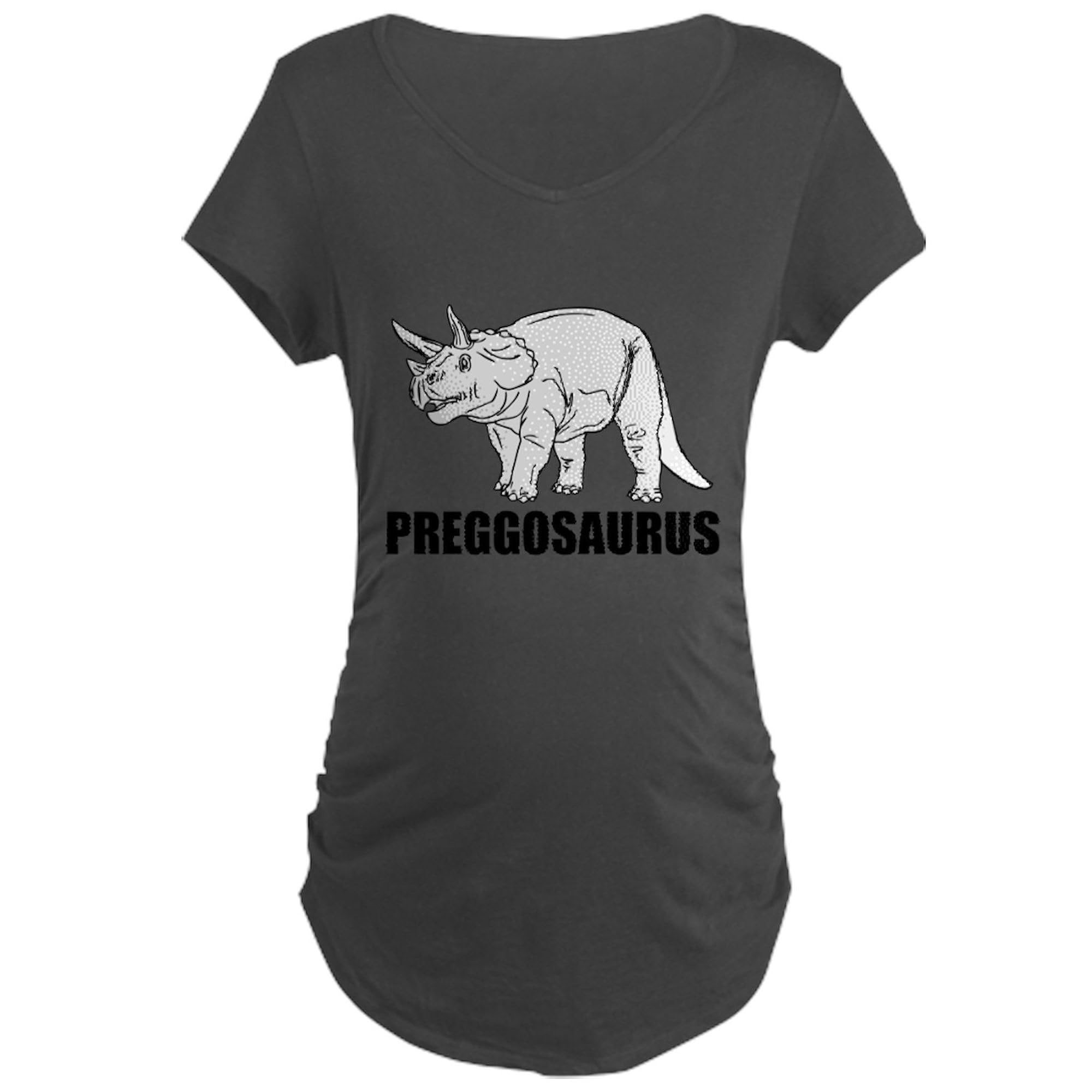 Preggosaurus Maternity T-Shirt for Women - Stretchable Ruched Side Design for Comfort During Pregnancy | Perfect for Maternity Photos, Baby Showers & Everyday Wear