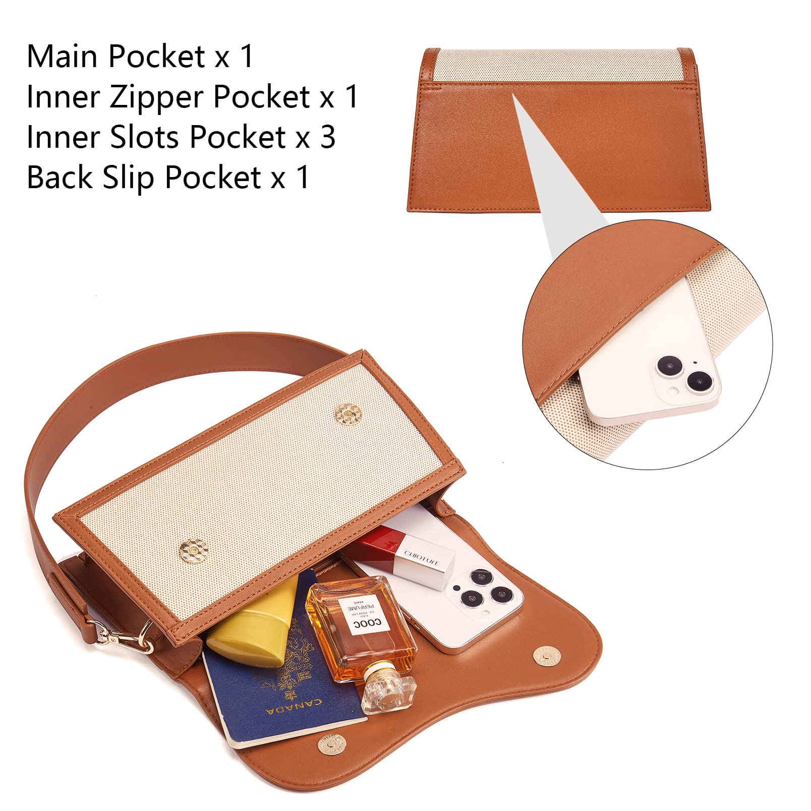 Telena Vegan Leather Shoulder Bag for Women - Crossbody Purse with 2 Removable Straps | Stylish Handbag for Work, Travel & Everyday Use