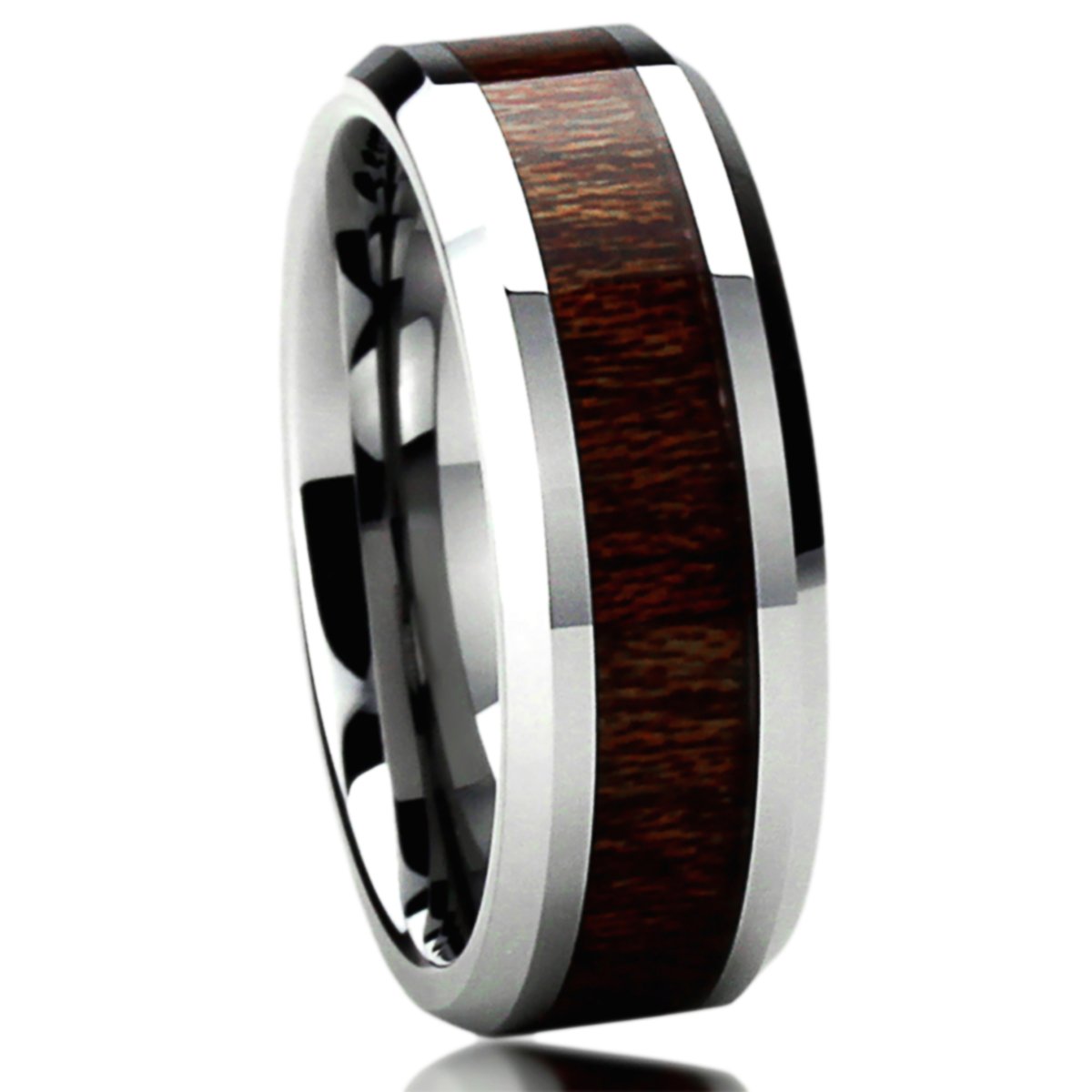 Titanium Wedding Band Ring for Men & Women - Wood Grain Inlay Wedding Ring - Durable & Comfortable Unisex Wedding Band - Perfect for Anniversaries, Engagements & Everyday Wear
