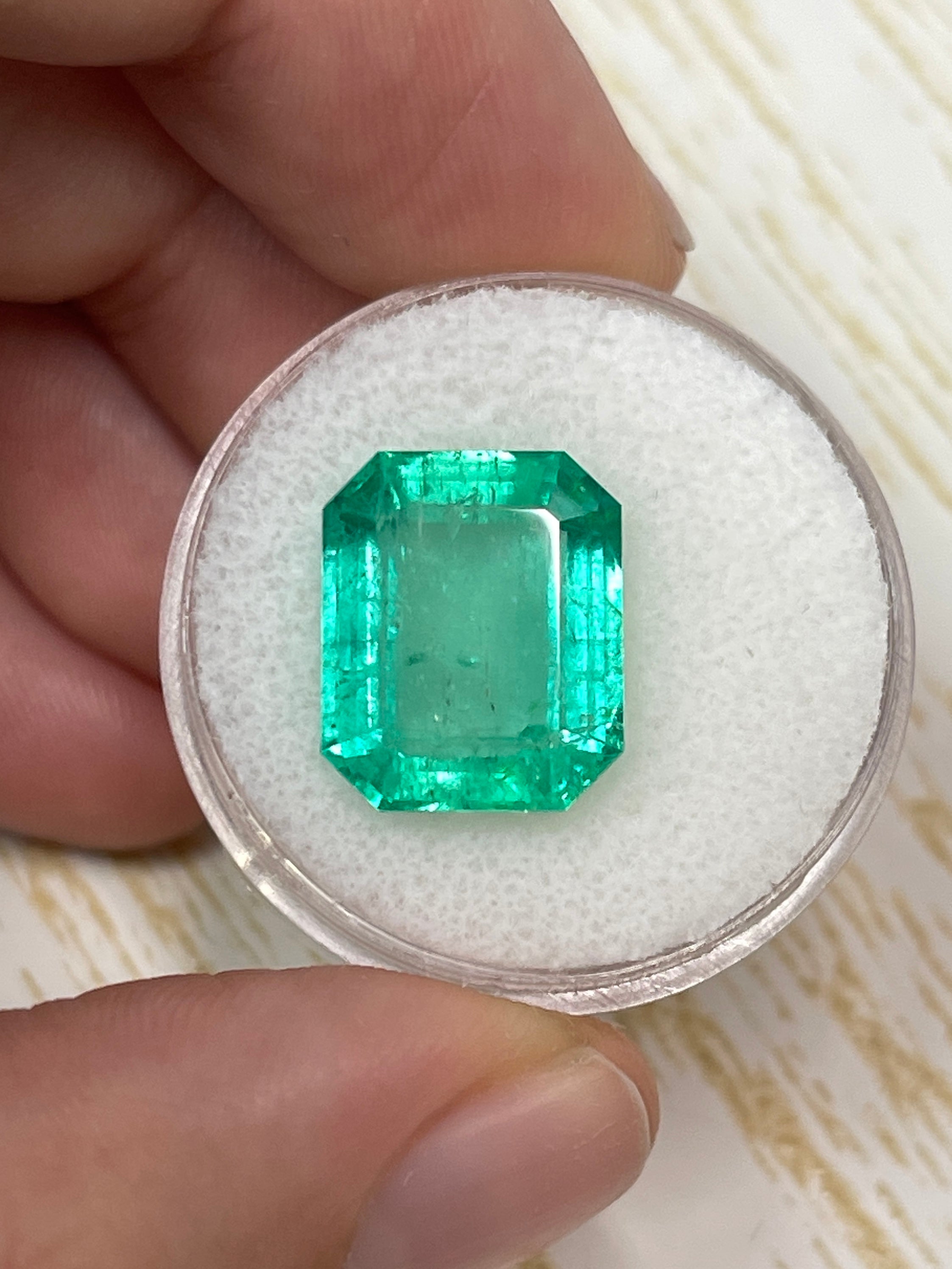 8.20 Carat 14x11.4mm Medium Green Colombian Emerald Cut Loose Gemstone - Perfect for Engagement Rings, Fine Jewelry & Collector's Pieces
