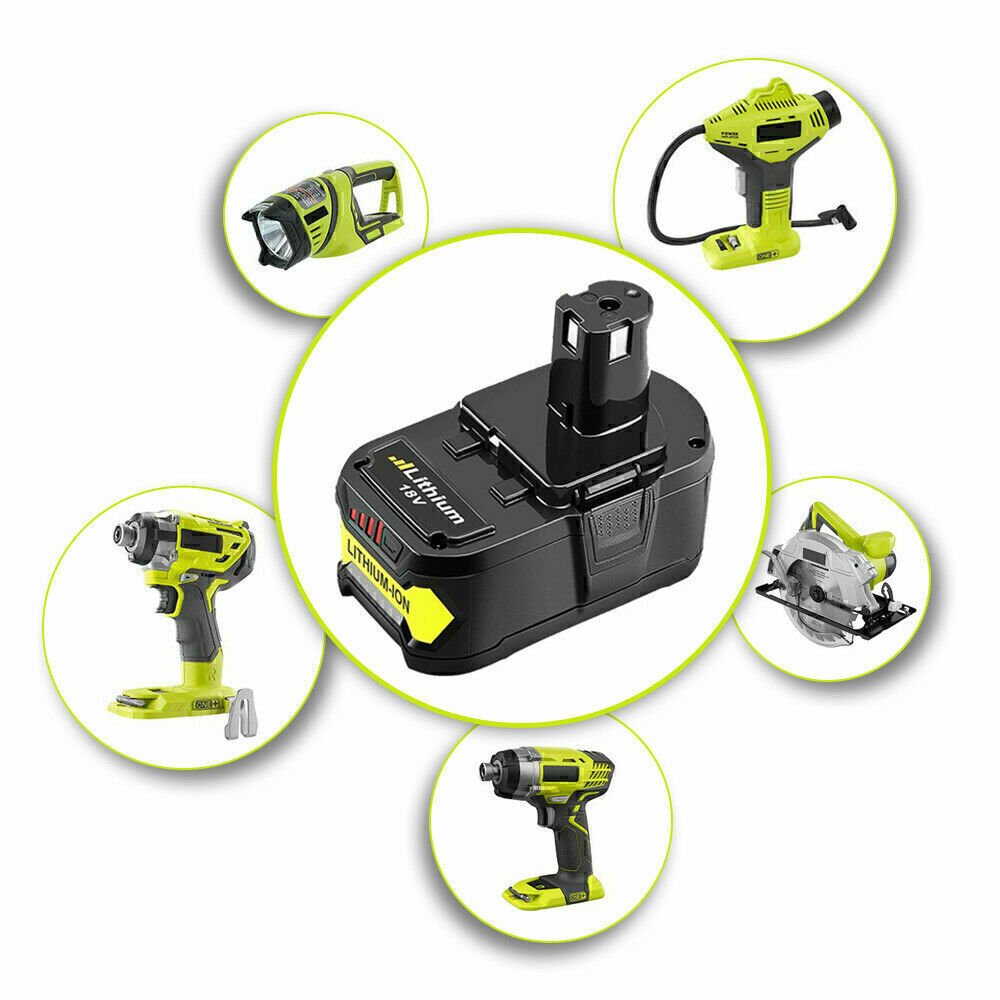 Ryobi P108 18V One+ Plus Replacement Battery - Compatible with Ryobi 18V Power Tools - Perfect for Drills, Saws, and Outdoor Equipment