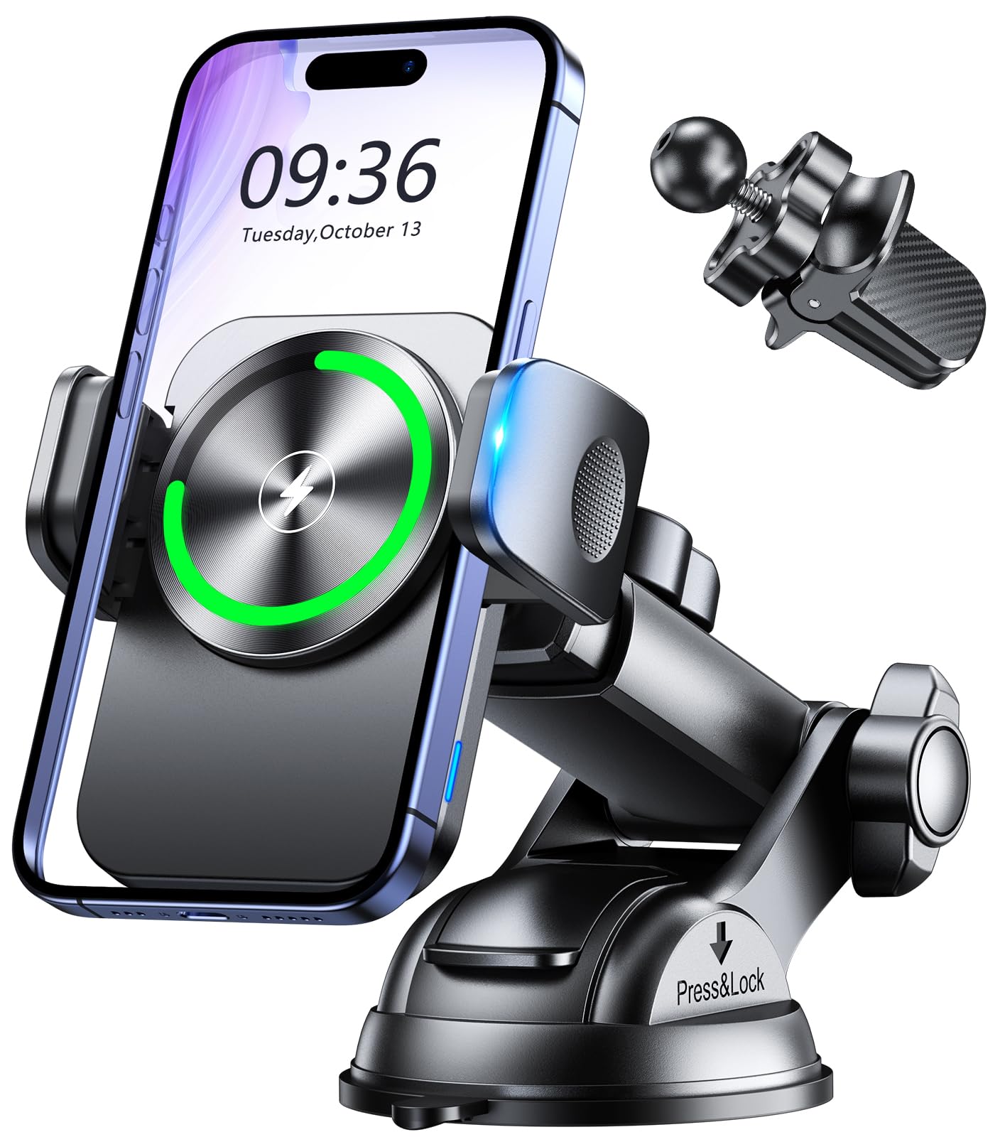 15W MagSafe Car Charger for iPhone 16/15/14/13 - Fast Wireless Charging & 360° Rotation for Safe Driving