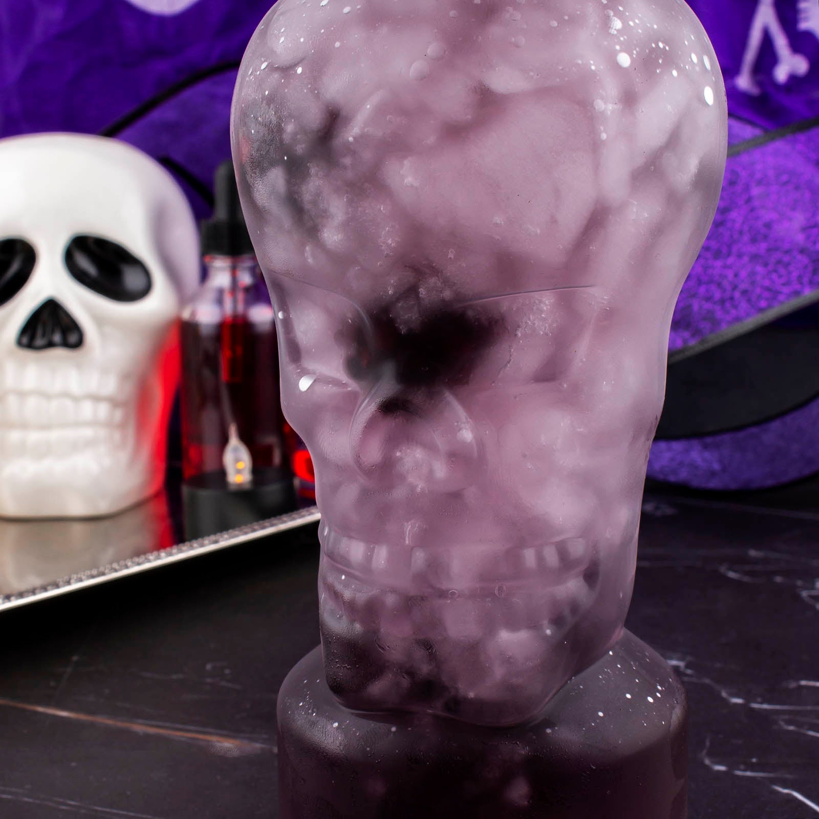 BarConic® 30oz Clear Skull Party Cup with Lid & Straw - Perfect for Halloween, Themed Parties, and Outdoor Gatherings