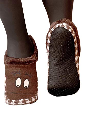 BRATS N BEAUTY® Warm Knitted Slipper Socks for Kids - Soft Rubber Sole Winter Booties for Boys & Girls (3-4 Years) - Cozy Indoor & Outdoor Wear for Playtime and Lounging
