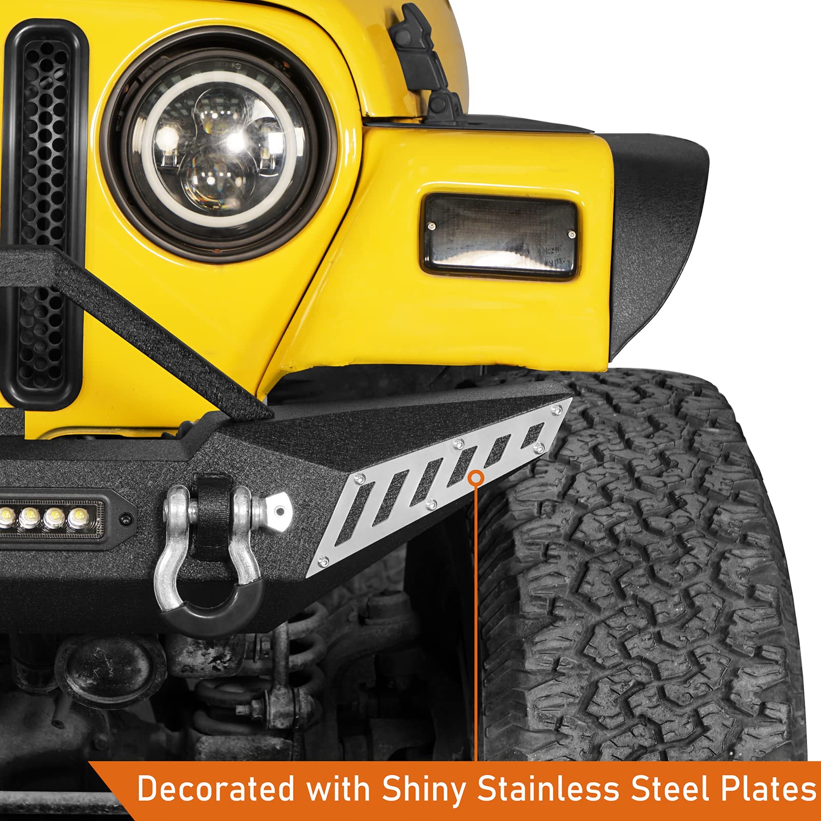 Hooke Road Jeep Wrangler TJ Front & Rear Bumper Combo with Winch Plate & Hitch Receiver for 1997-2006 TJ & Unlimited LJ Models - Off-Road Protection & Towing Solution for Adventure Enthusiasts