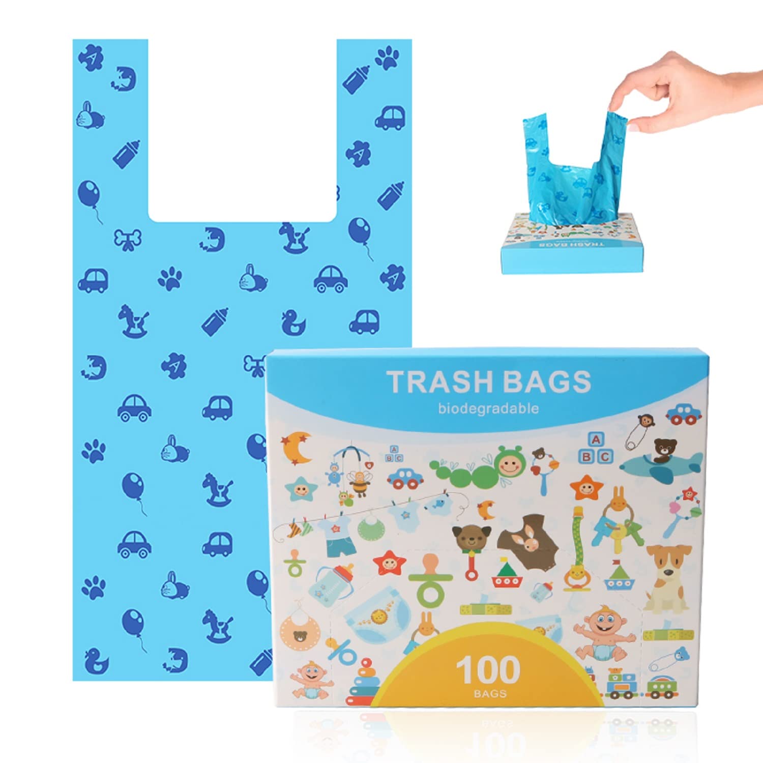 Odor Sealing Cat Litter Poop Clump Pick-Up Bags with Handles - Leak Proof Dog Waste Bags for Easy Scoop & Tie Disposal | Unscented Pet Waste Bags (100 Count) - Perfect for Litter Box Cleaning, Dog Walks & Yard Cleanup