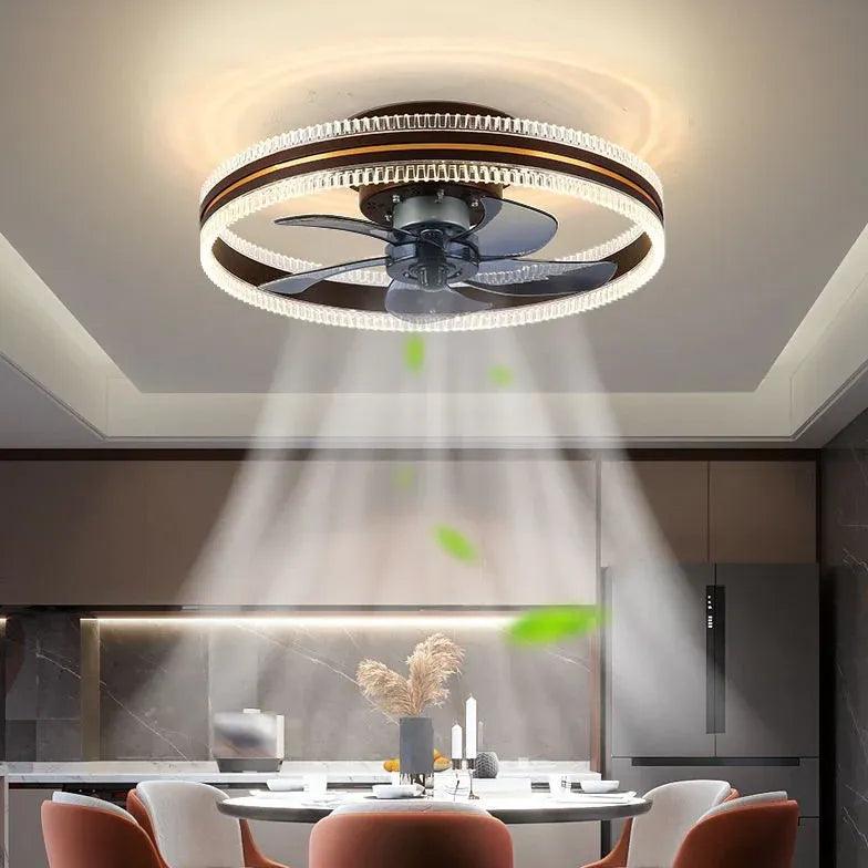 Modern Two Tone Ring Ceiling Fan with LED Light - Stylish Home Cooling & Lighting Solution for Living Room, Bedroom, or Patio
