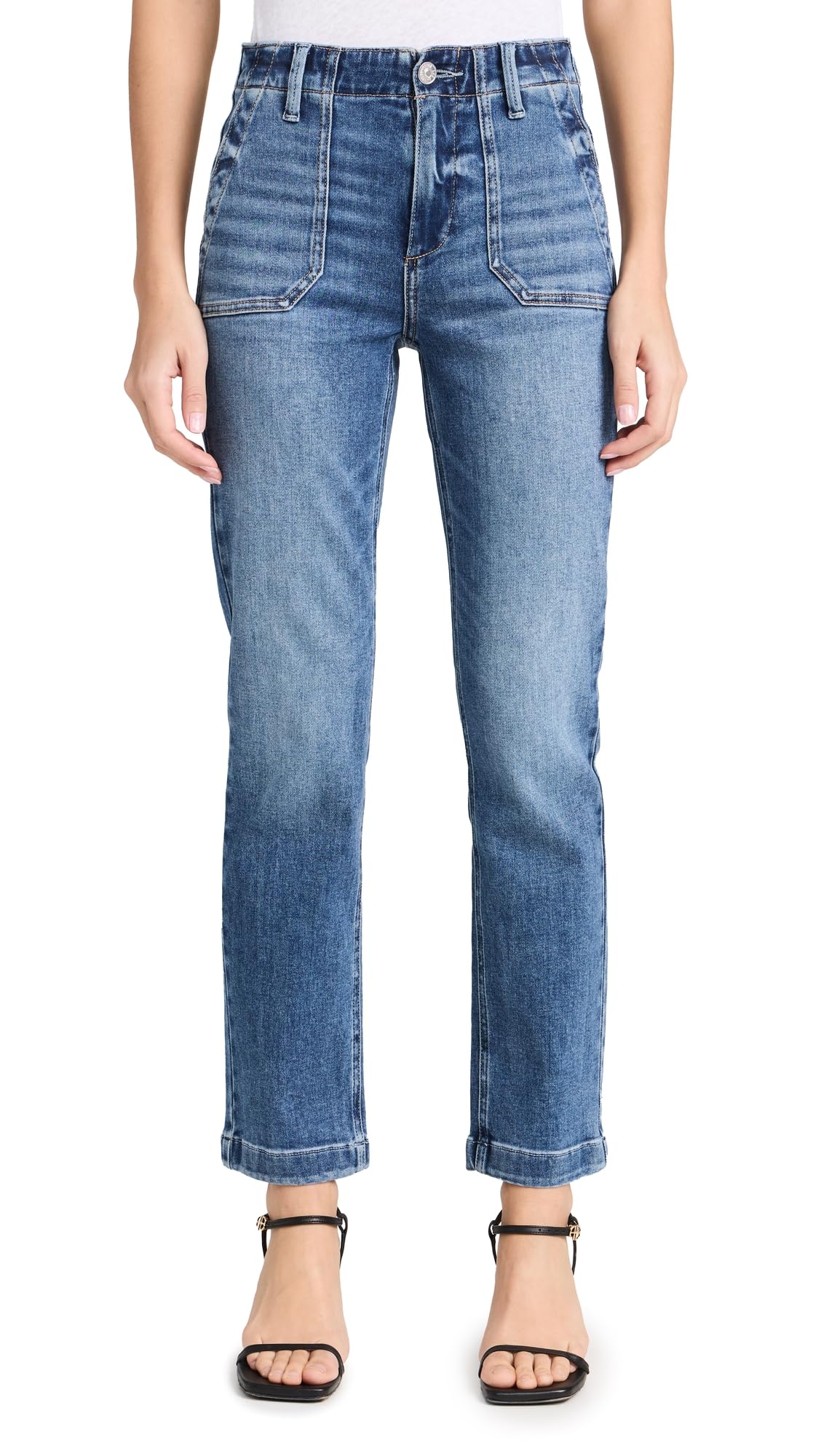 PAIGE Women's Mayslie Straight Ankle Jeans - High Waist Slim Fit Denim Pants for Casual & Work Outfits | Perfect for Office, Date Night & Everyday Wear