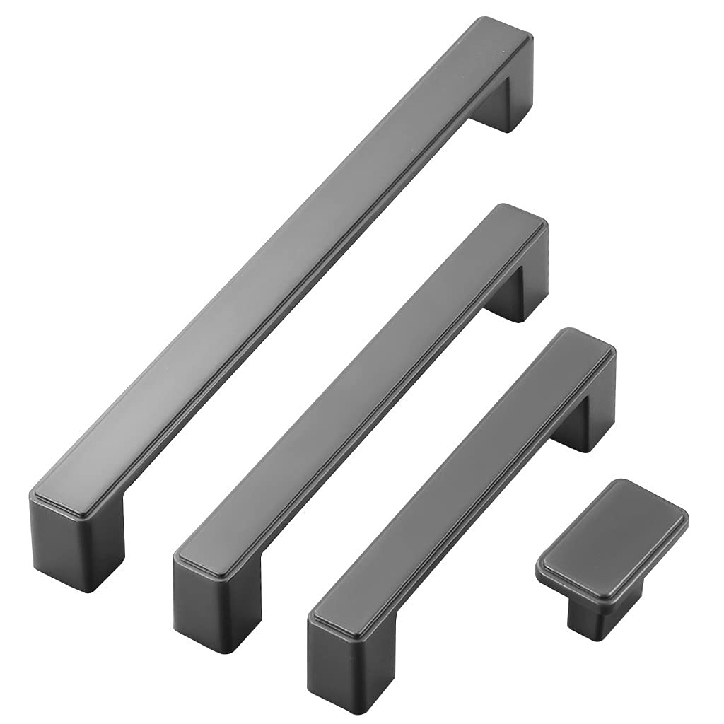 Modern Minimalist Black Drawer Wardrobe Cabinet Door Handle Set - Durable Zinc Alloy Hardware for Bedroom, Kitchen & Office Furniture (Silver Finish, Complete Set) - Perfect for Dressers, Closets, Cabinets & Storage Solutions