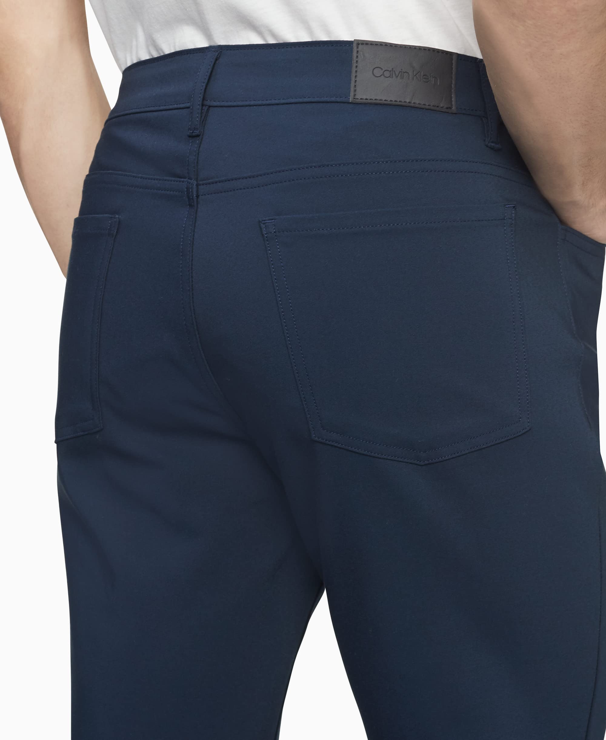 Calvin Klein Men's Stretch Slim Fit Wrinkle Resistant Tech Woven Dress Pants for Business Casual & Office Wear | Comfortable Work Pants for Professionals
