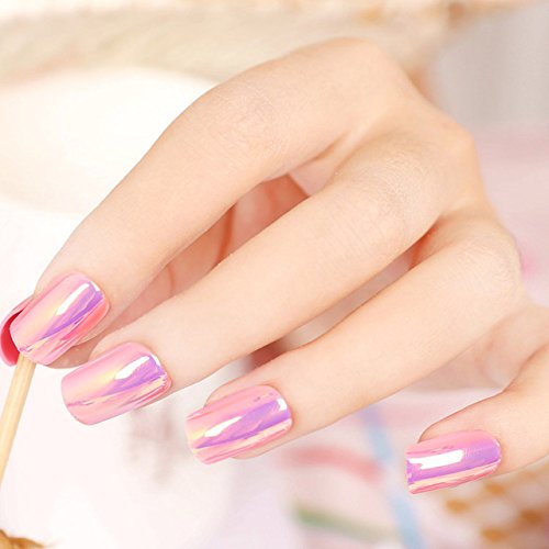 24pcs Christmas Long Fake Nails - Pink Reflective Mirror Glitter Square Press on Nails | Holiday Party Nail Art Decorations for Xmas, New Year & Special Occasions
