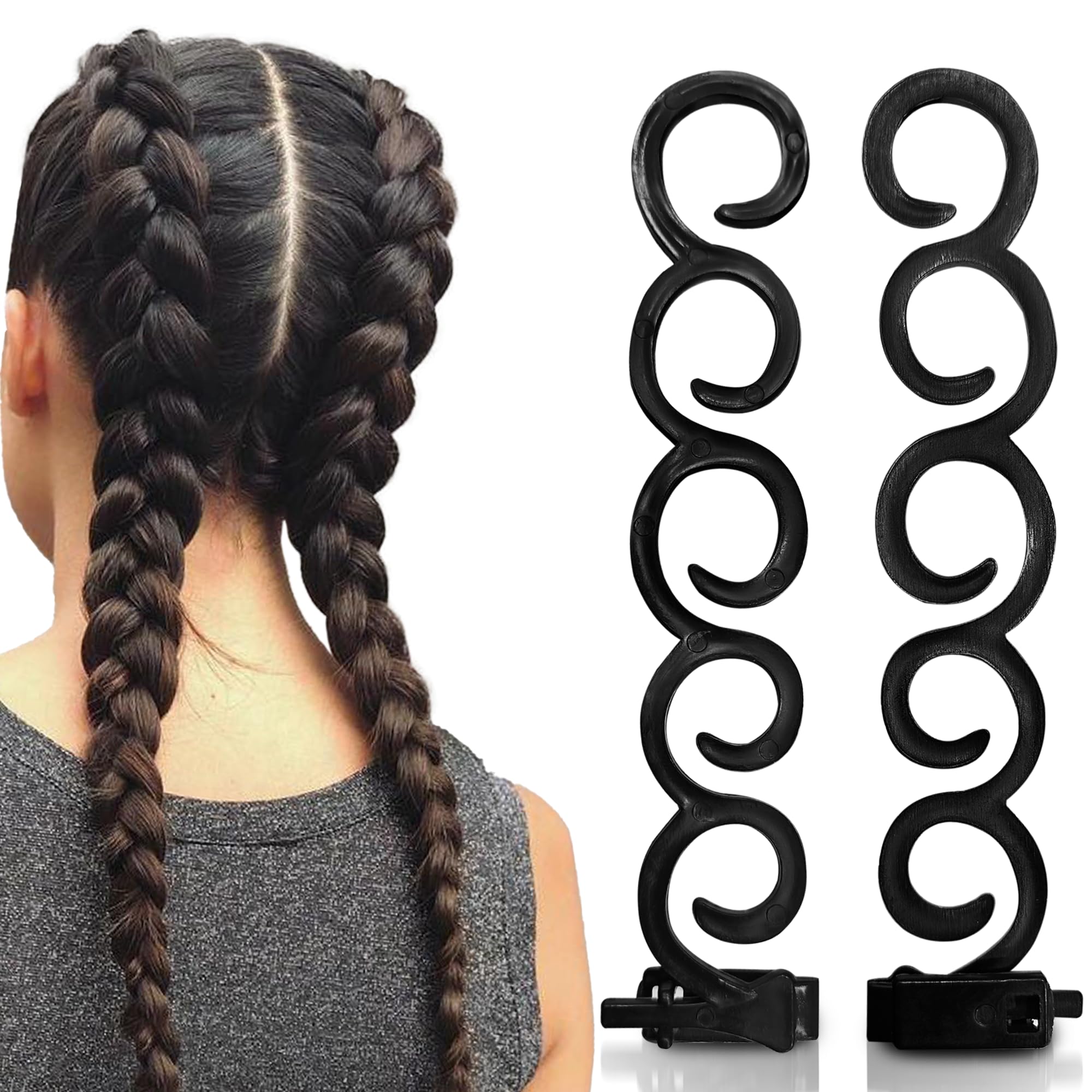 Sanas Spider Hair Braider Tool - 2 Pcs Black Hair Braiding & Weaving Tool for Women & Girls | Twist & Roll Hair Styling Accessory | Perfect for Salon, Home Use & DIY Hairstyles