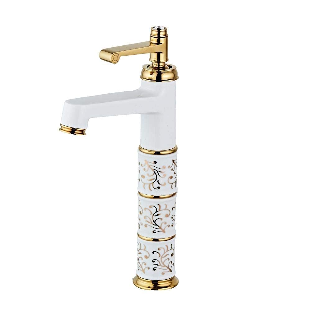 Brass Electroplated Rose Gold Single Handle Deck Mount Mixer Faucet for Bathroom & Kitchen Sink - Ceramic Cartridge, Tall Spout, White Finish | Perfect for Modern Home, Apartment, and Commercial Use
