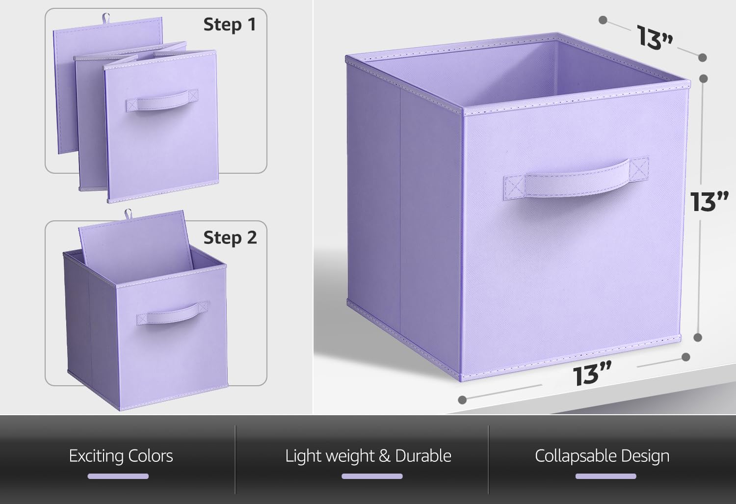 Sorbus 8-Pack Fabric Storage Cubes - Foldable Collapsible Organizer Bins for Pantry, Closet, Shelves & Toy Storage - 13 Inch Cube Baskets with Handles - Perfect for Home, Office & Kids Room Organization