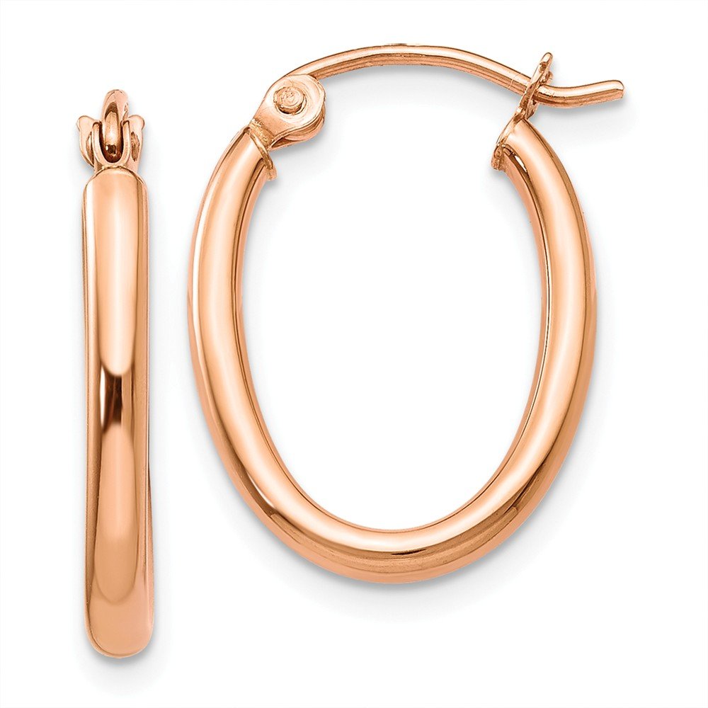 14K Rose Gold Oval Hoop Earrings for Women - Dainty Luxury Jewelry for Everyday Wear & Special Occasions | Perfect Gift for Her, Valentine's Day, Anniversary or Birthday