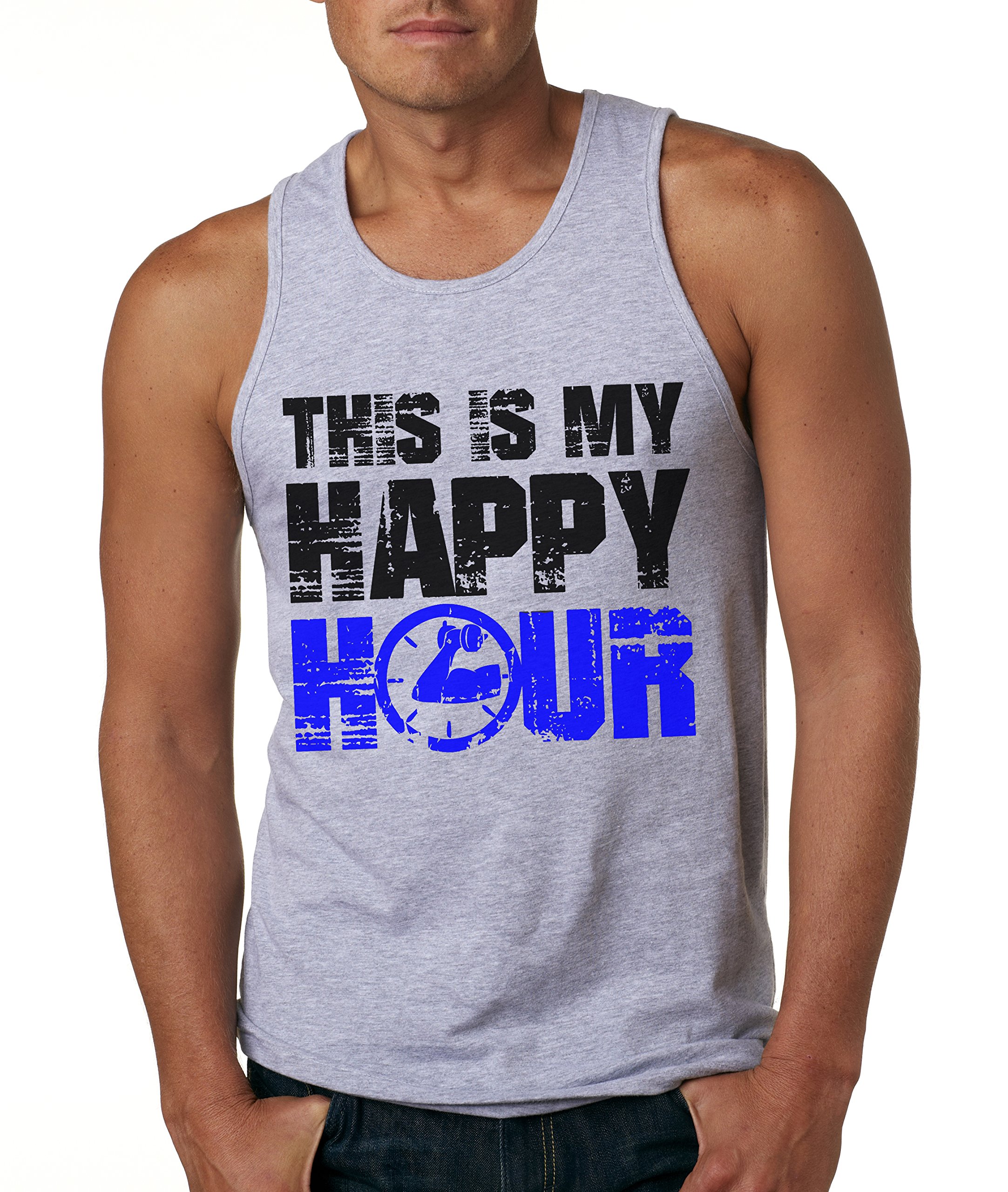 Funny Happy Hour Tank Top for Women - Sleeveless Workout & Fitness Tee - Perfect for Gym, Running, Drinking Parties & Casual Wear