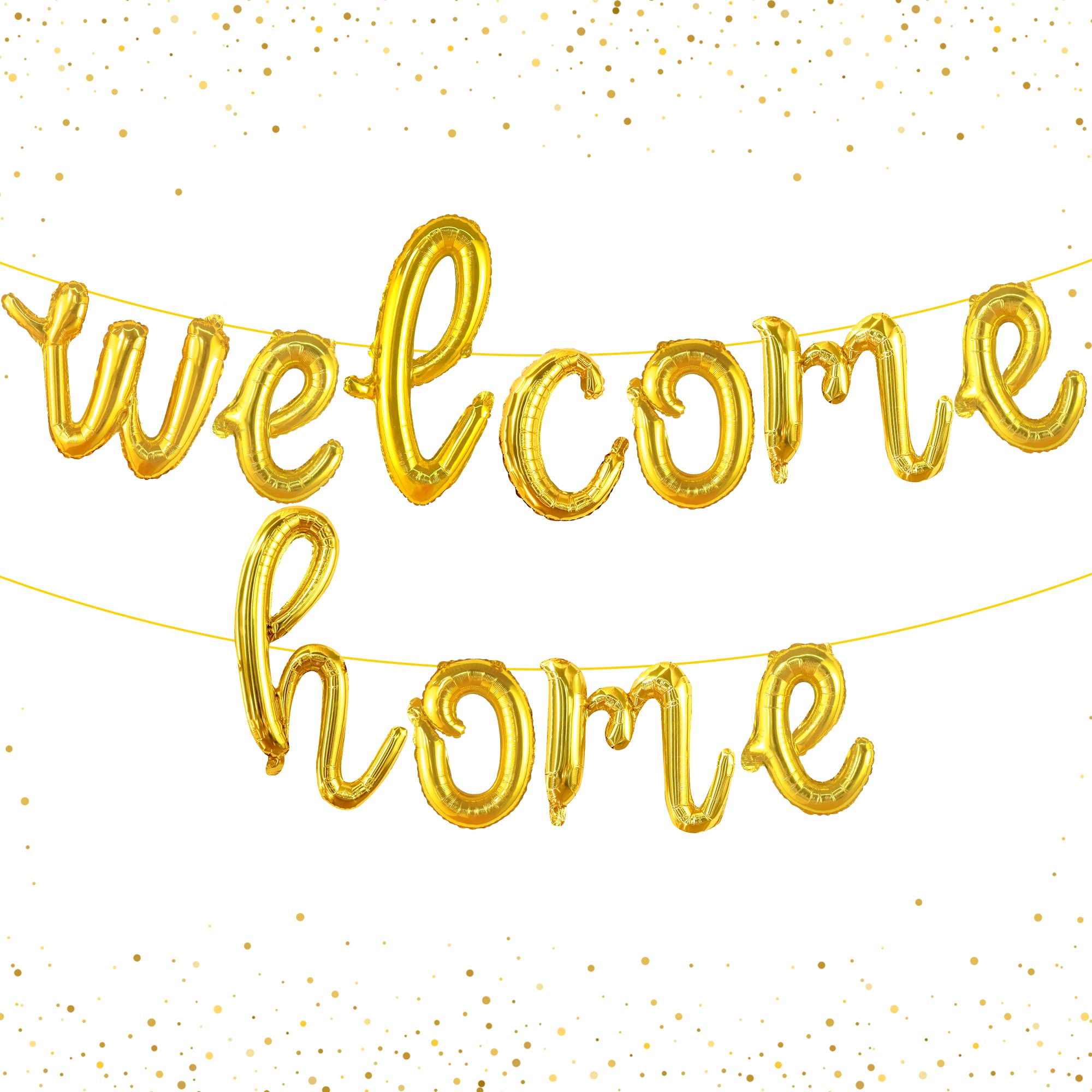 KatchOn 16 Inch Gold Welcome Home Balloons Decorations Set - Large Welcome Back Banner Balloons for Homecoming Parties, Reunions & Surprise Decorations | Perfect for Military Homecomings, Graduations & Family Celebrations