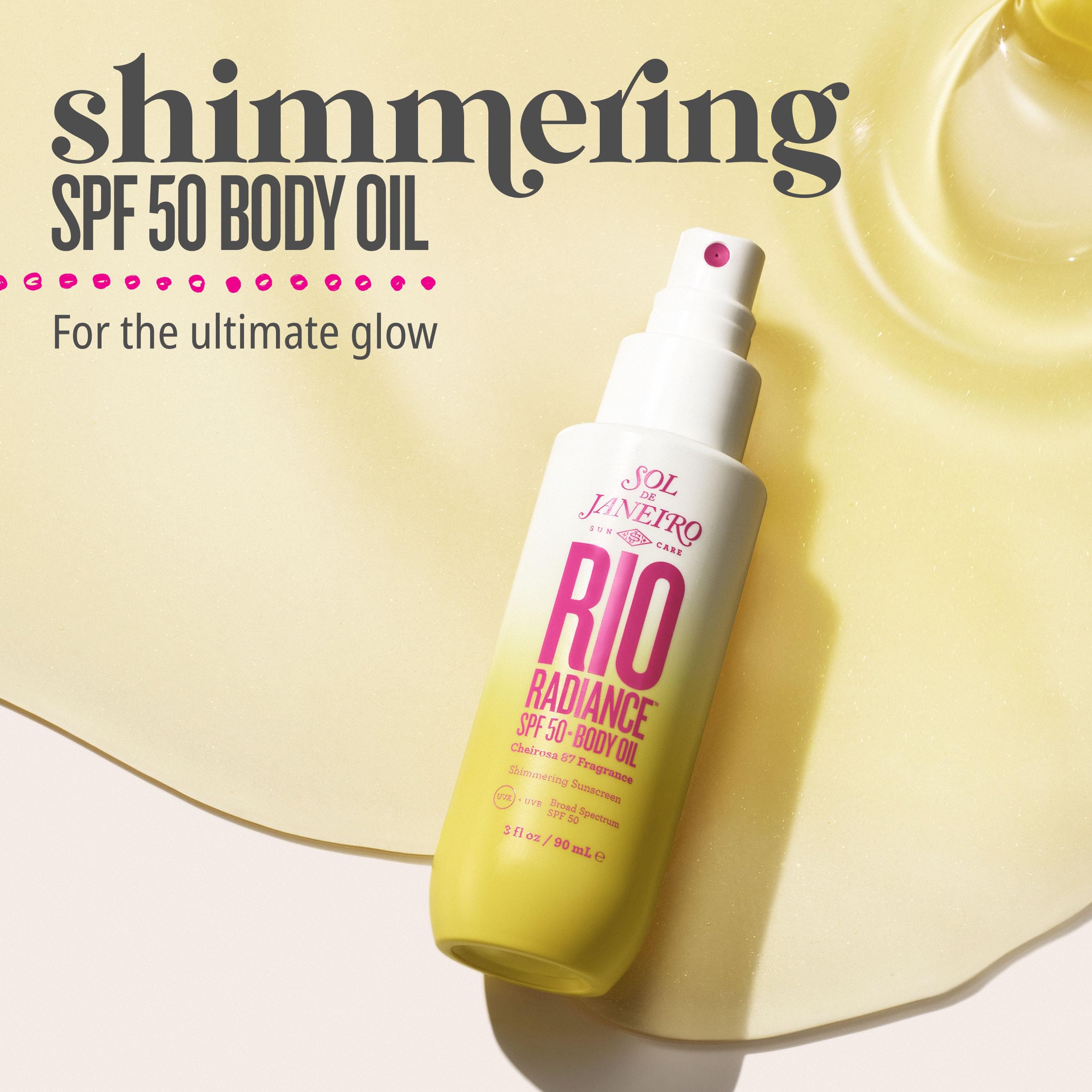 Sol de Janeiro Rio Radiance SPF 50 Body Spray & Body Oil Set - Tropical Scented Sun Protection Duo for Beach, Pool & Summer Vacation