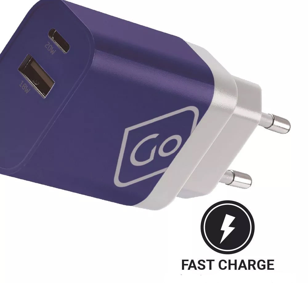 Universal USB A & USB C Fast Charger Block - Dual Port Wall Charger Adapter for iPhone, Samsung, Android Phones - Perfect for Travel, Home & Office Use