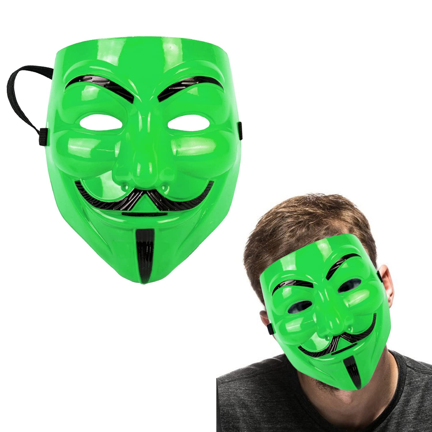 V for Vendetta Anonymous VIP Edition Sage Square Green Fawkes Mask - Perfect Fit Cosplay Mask for Halloween, Protests & Movie Reenactments