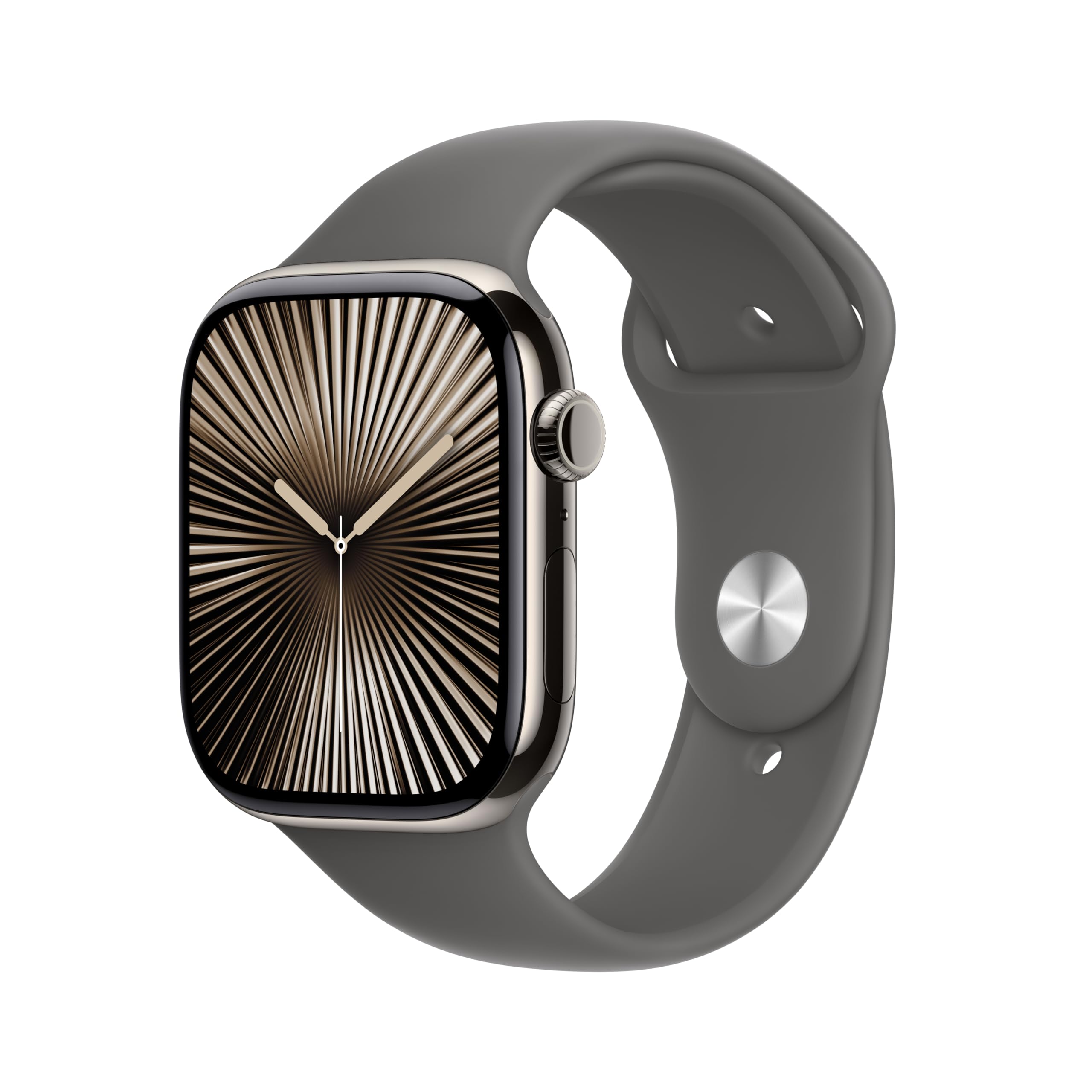Apple Watch Series 10 [GPS + Cellular 46mm] Smart Watch with Natural Titanium Case & Stone Grey Sport Band - Fitness Tracker, ECG App, Always-On Retina Display, Water Resistant - Perfect for Workouts, Swimming & Everyday Wear
