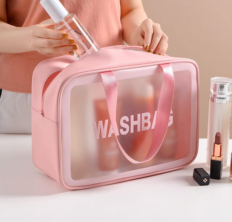 Bluwings Waterproof Hanging Toiletry Bag for Travel - Portable Cosmetic Organizer Pouch with Premium Zipper for Women & Men (Pink) | Ideal for Camping, Gym, Beach & Business Trips