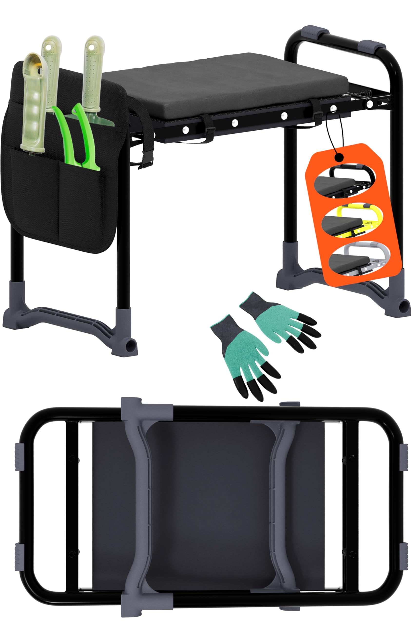 **Ergonomic Garden Kneeler and Seat - Adjustable Gardening Stool with Handles for Seniors & Adults - Comfortable Kneeling Bench for Planting, Weeding & Outdoor Work - Perfect for Home, Yard & Garden Use**