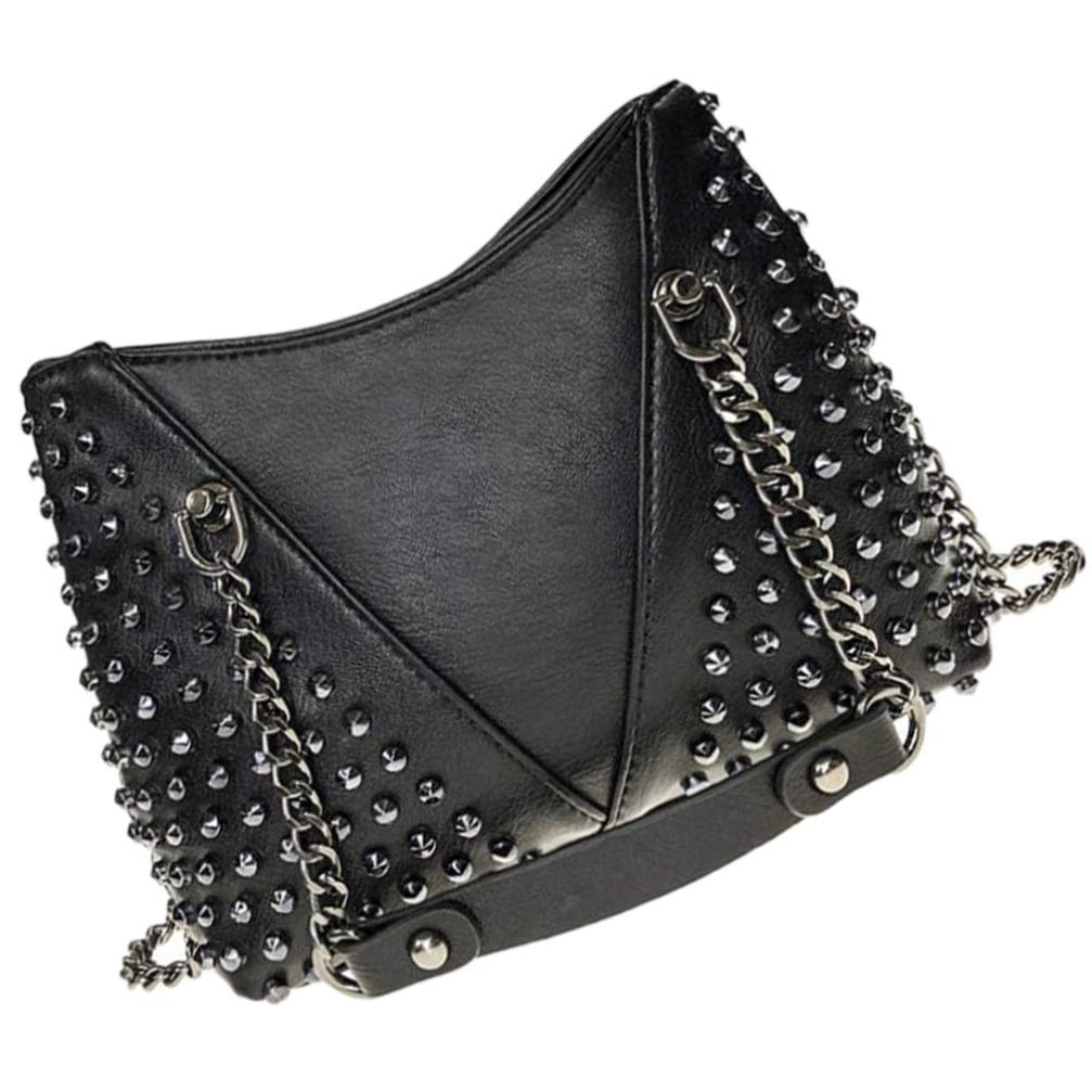 ABOOFAN Women's PU Leather Crossbody Bag with Chain Strap - Stylish Rivet Shoulder Messenger Purse for Phone, Cards & Keys - Perfect for Work, Travel & Daily Use (Black)