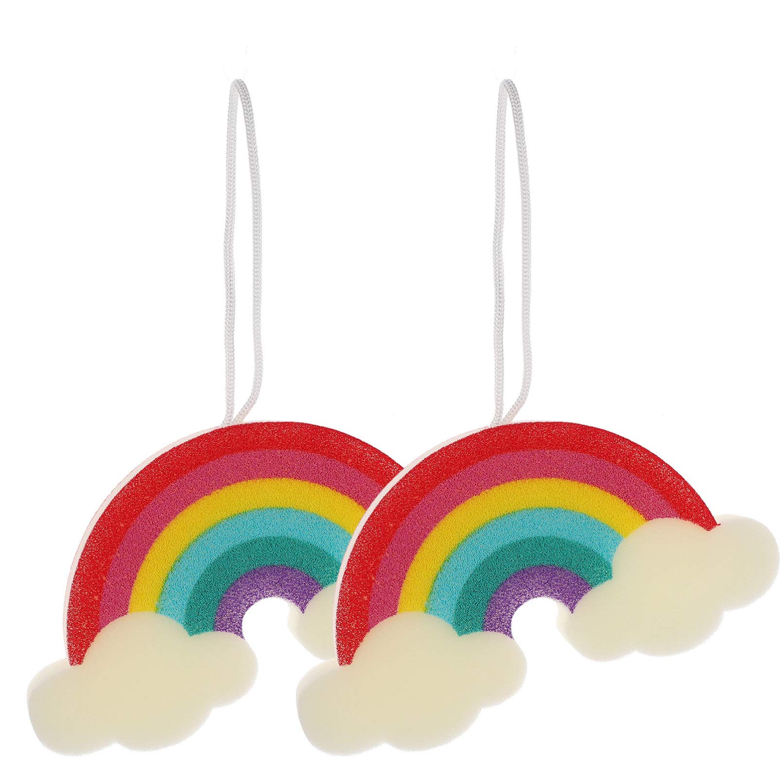 2Pcs Rainbow Exfoliating Shower Sponge Scrubbers - Soft Bath Ball for Gentle Skin Cleansing & Exfoliation - Perfect for Shower, Bath & Spa Relaxation
