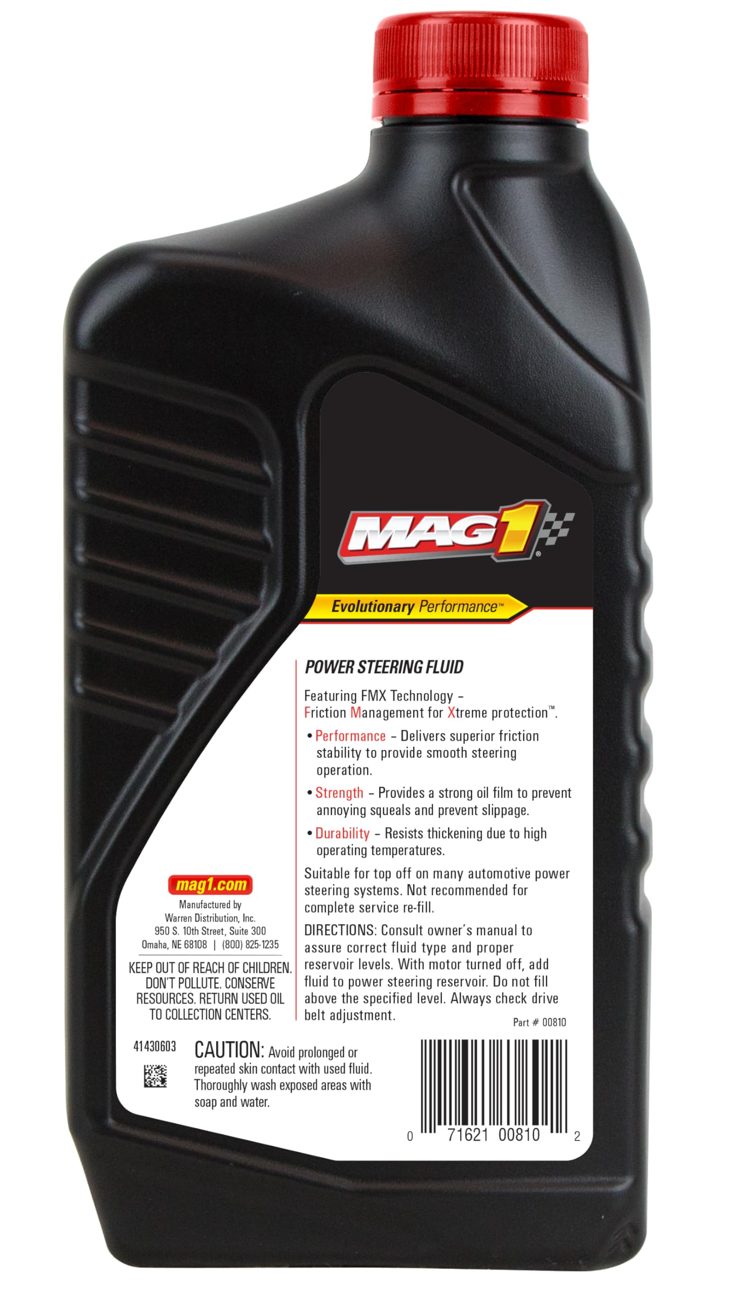 High-Quality 00810 Power Steering Fluid - 1 Quart for Smooth Steering Performance | Compatible with Most Vehicles | Ideal for Car Maintenance & Fluid Replacement