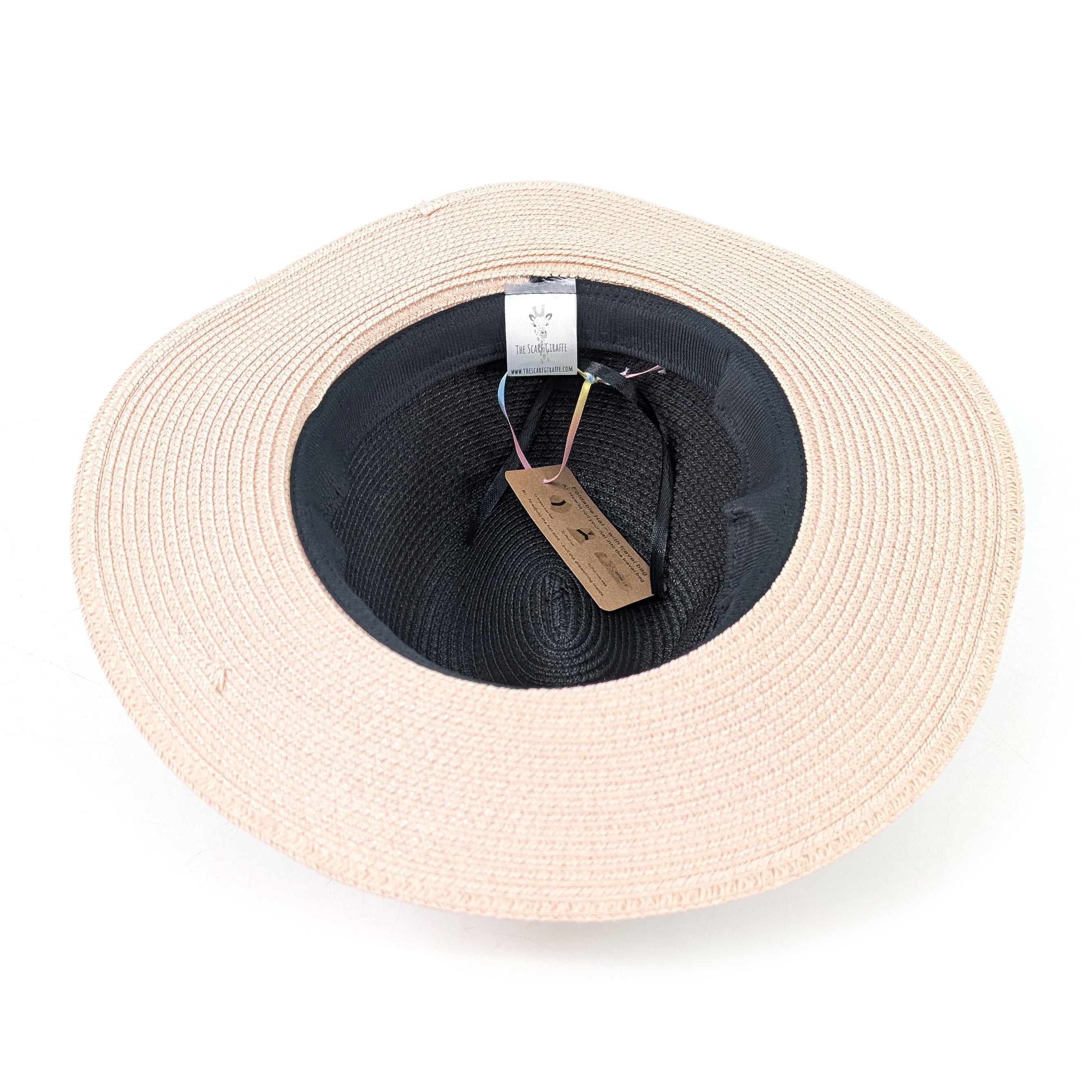 Two-Tone Panama Foldable Sun Hat (57cm) - Black & Pink for Women & Men | Beach, Travel, Outdoor Activities