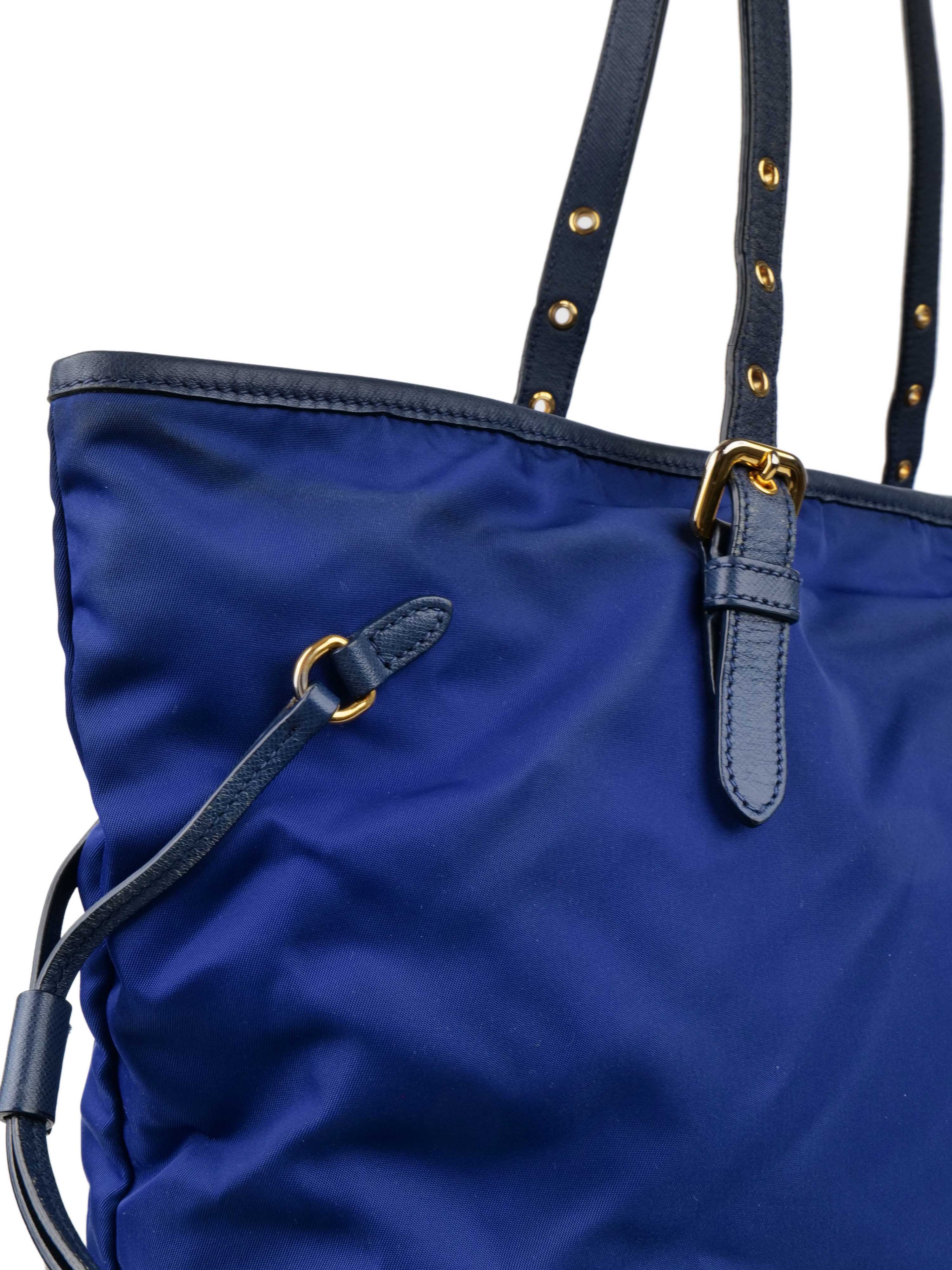 Prada Blue Nylon Tote Bag for Women - Luxury Designer Handbag for Work, Travel & Everyday Use