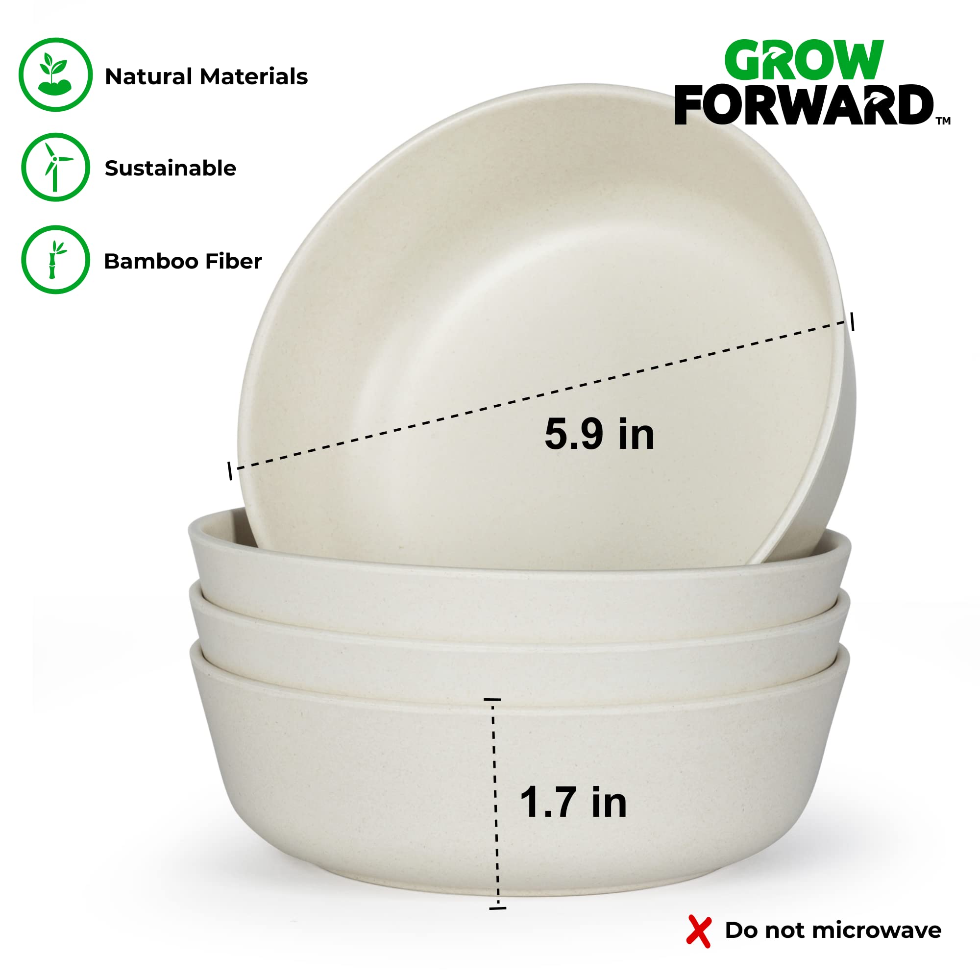 Grow Forward Bamboo Kids Plates and Bowls Set - 4 Bamboo Plates & 4 Bowls - BPA Free, Dishwasher Safe - Eco Friendly Reusable Children's Dinnerware - Arctic Design - Perfect for Toddler Meals, School Lunches, and Picnics