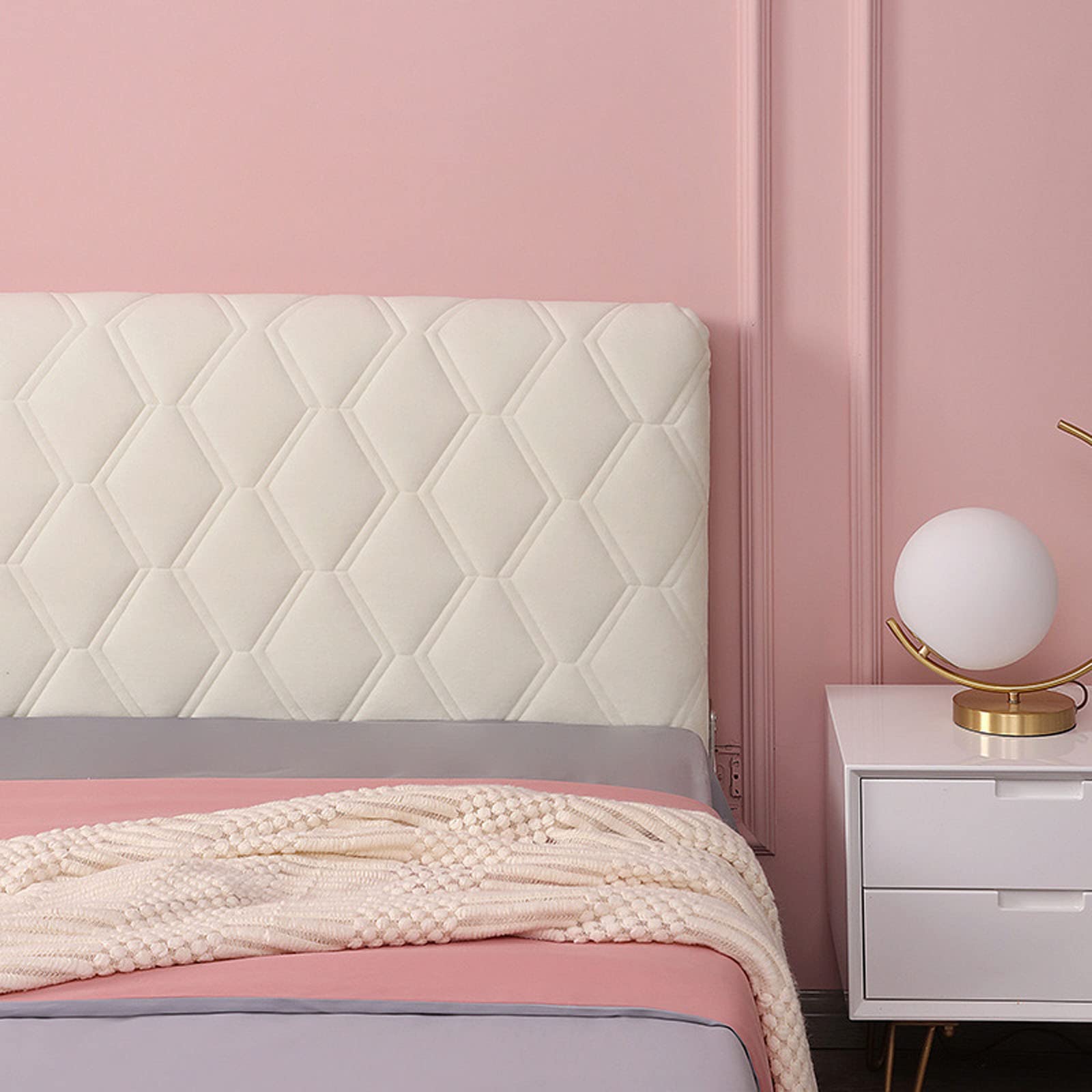 Quilted Cotton Headboard Cover - Dustproof Slipcover Protector for Twin, Full, Queen & King Beds (White, 1.5m) - Perfect for Bedroom Decor & Dust Protection