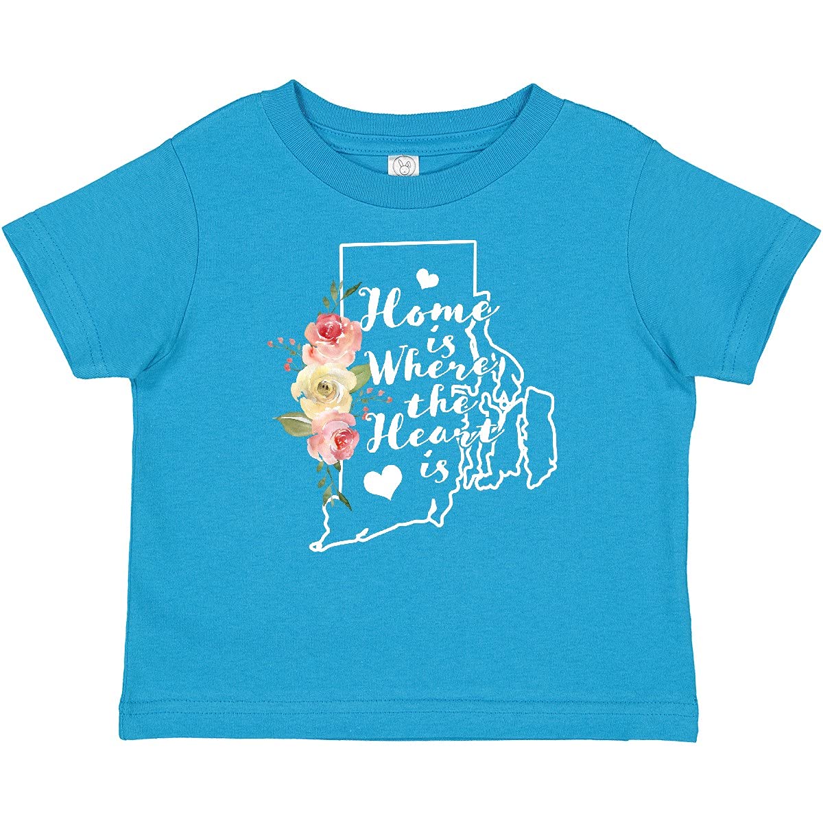 Inktastic Rhode Island Home is Where The Heart is Watercolor Baby T-Shirt - Soft Cotton Cute Infant Outfit for Family Photos, Holidays & Everyday Wear