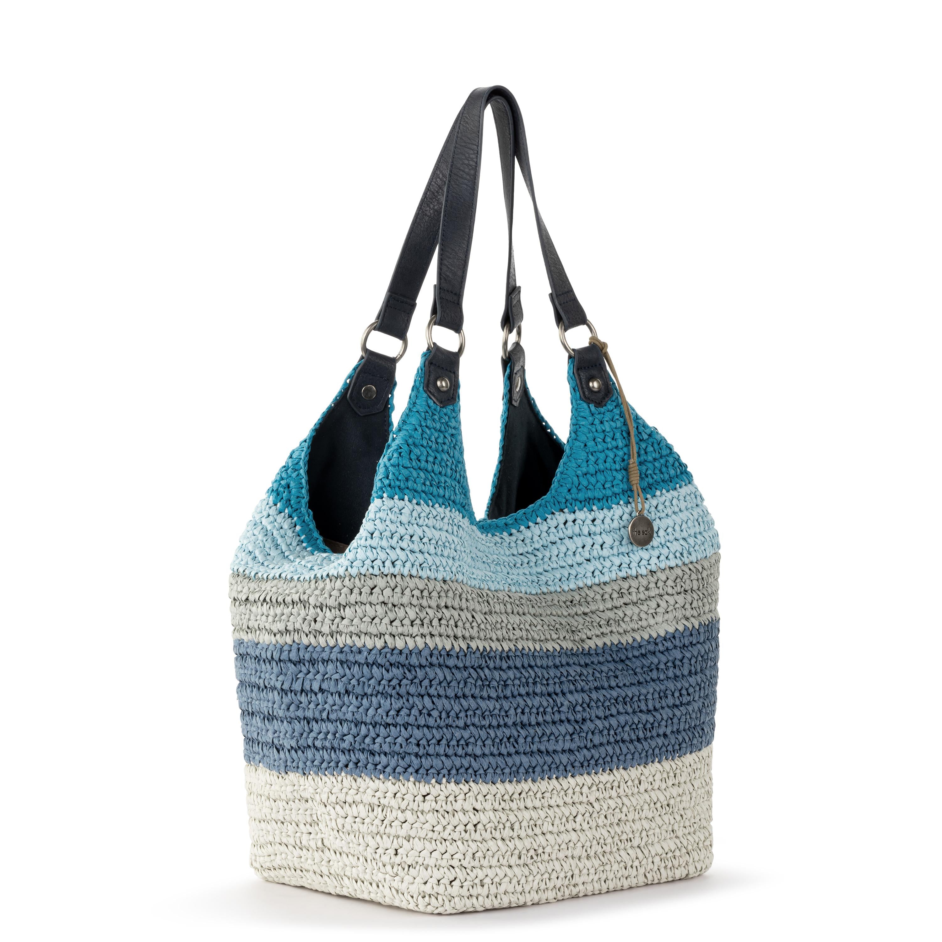 Roma Straw Shopper Bag - Stylish Ocean Stripe Tote for Women | Perfect for Beach, Shopping & Travel Accessories