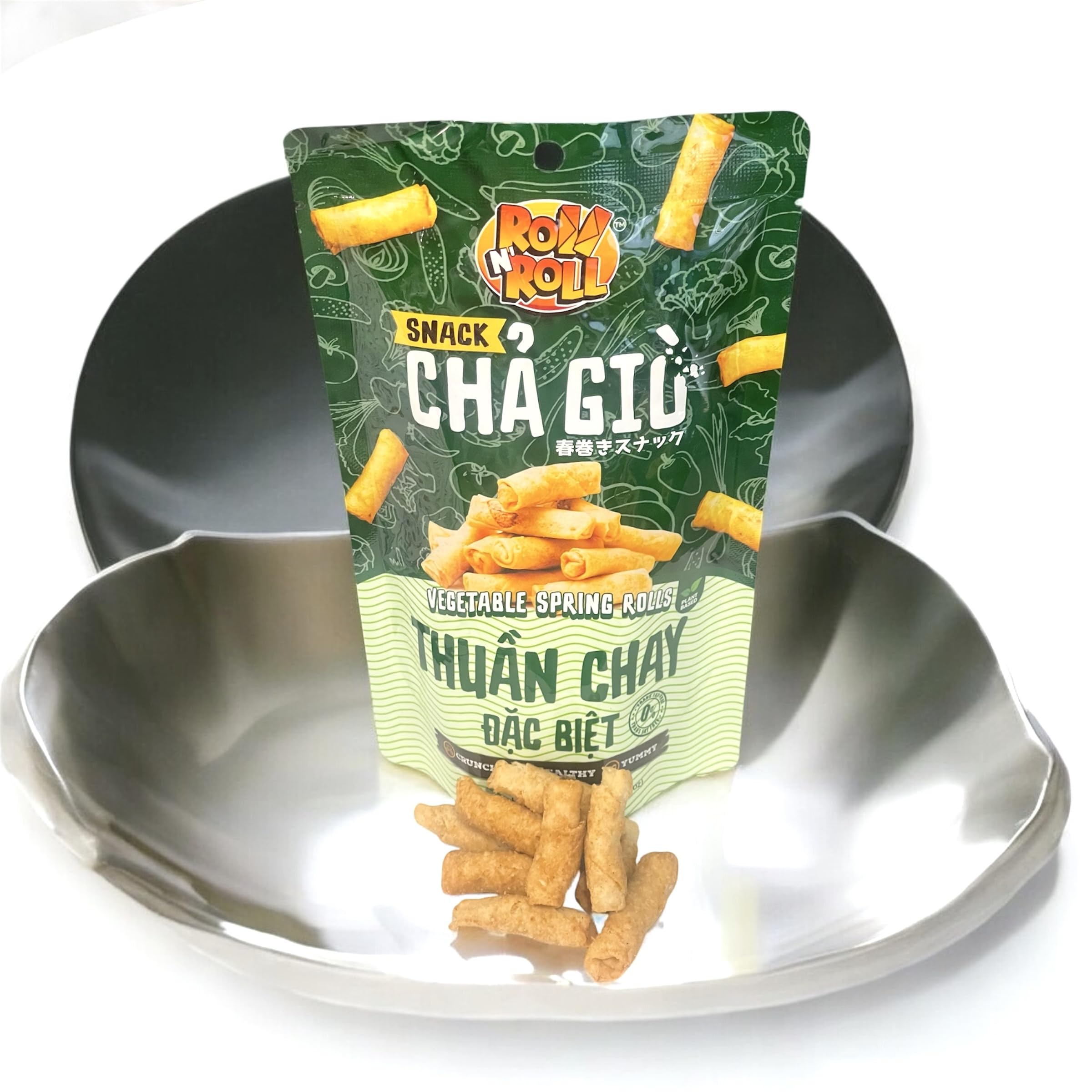 Vegetable Spring Rolls Snack - Ready to Eat Cha Gio Thuan Chay An Lien - 2.6 Oz per Bag (2 Bags) - Vegan Vietnamese Appetizer for Parties, Quick Meals & Asian Cuisine