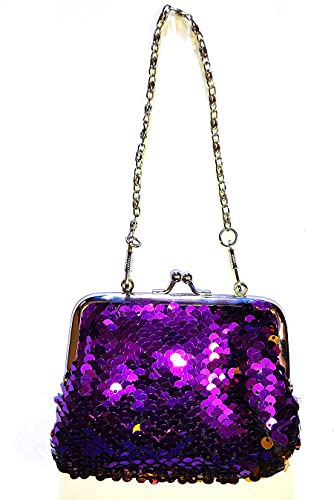 Magic Mermaid Sequin Cosmetic Pouch & Handbag for Kids - Double Color Flip Design, Purple | Perfect for School, Travel & Party Accessories