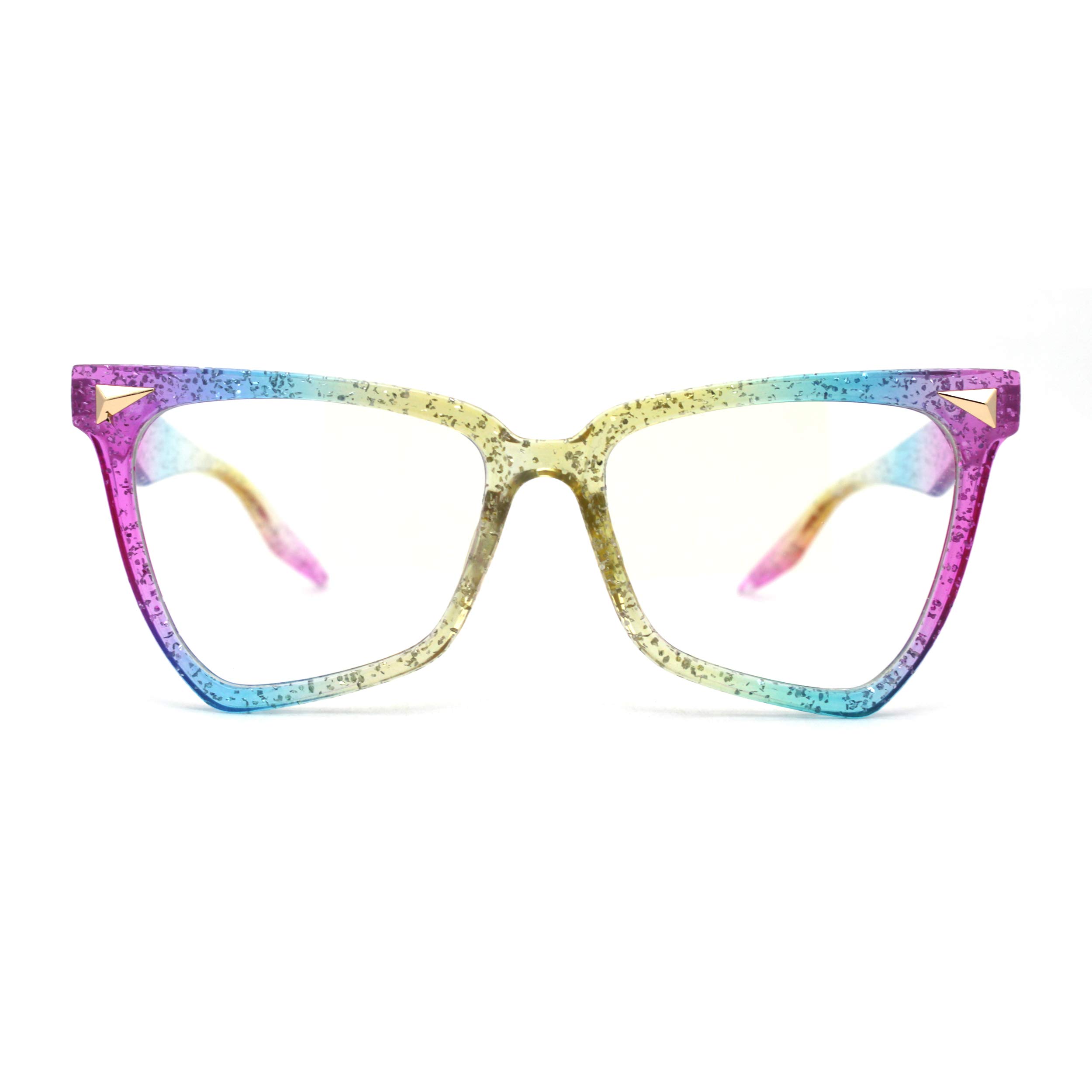 SA106 Women's Plastic Cat Eye Horn Rim Blue Light Blocking Computer Glasses - 100% UV Protection for Office, Gaming & Screen Time