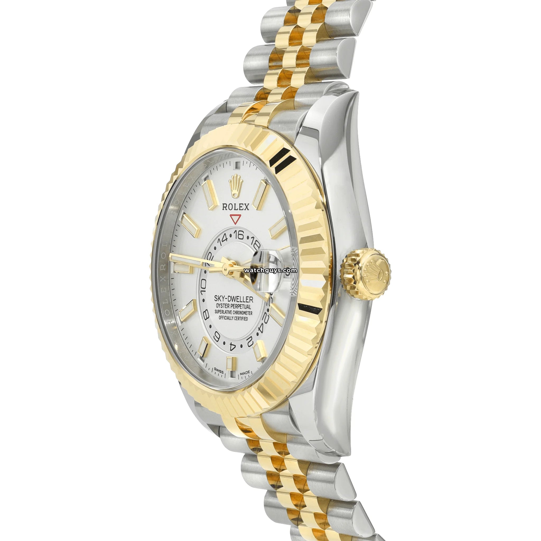 Rolex Sky-Dweller 326933 Stainless Steel & 18K Yellow Gold White Dial Men's Watch - Perfect for Business, Travel & Luxury Gifting