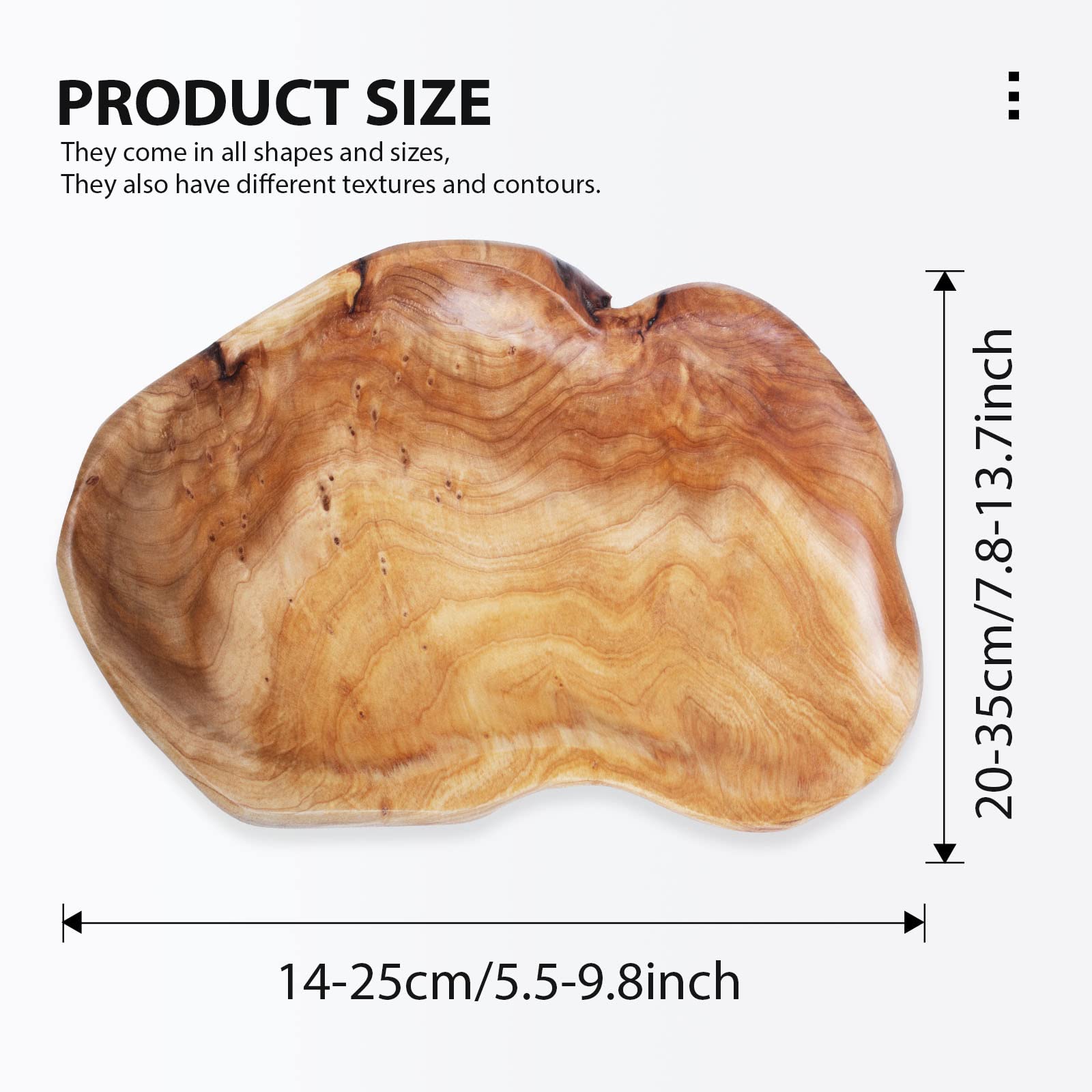 Natural Wooden Dough Bowl 11-13 inch - Handcrafted Fruit & Decor Bowl for Kitchen, Dining Table, Centerpiece | Rustic Home Decor for Fruits, Keys, Jewelry Display in Living Room, Bedroom, Office & Bathroom