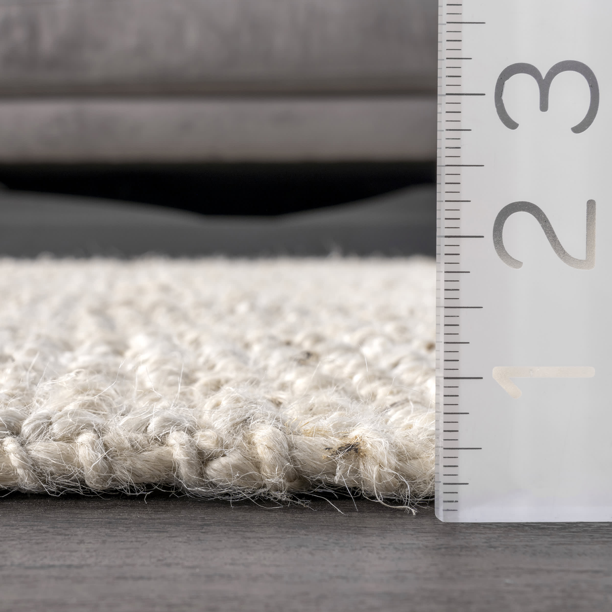 Handwoven Jute Ribbed Solid Area Rug - Natural Off White Color | Boho Chic Living Room Decor, Bedroom Floor Mat, Eco-Friendly Home Accent