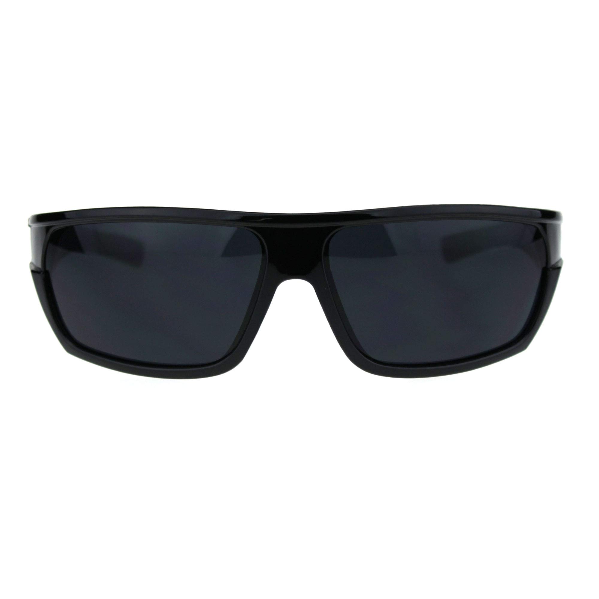 SA106 Men's All Black Gangster Flattop Retro Biker Sunglasses - Vintage Style UV Protection Shades for Motorcycle Riding, Driving & Outdoor Activities