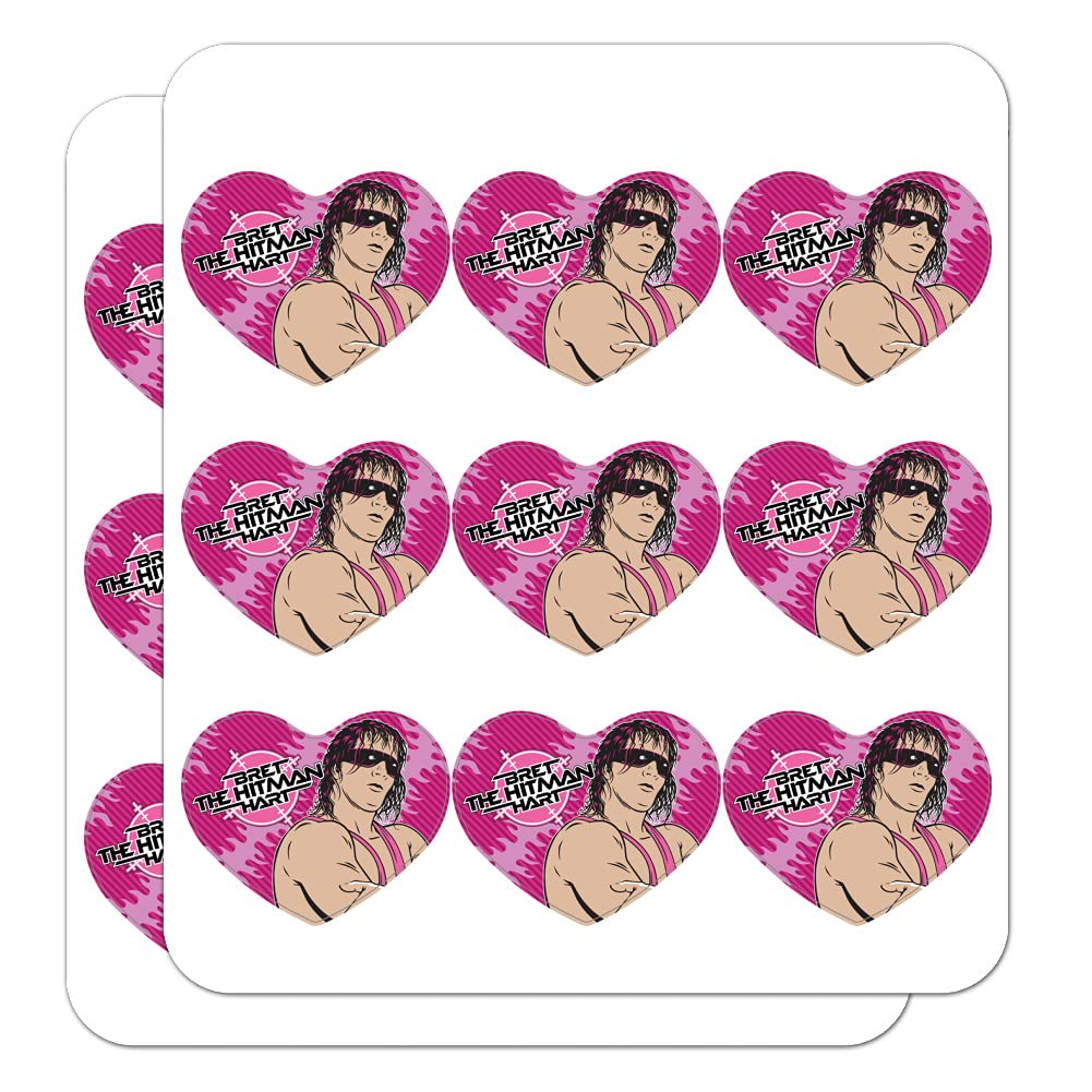 WWE Hitman Bret Hart Heart Shaped Stickers - Premium Scrapbook & Planner Decals for DIY Crafts, Journaling, Bullet Journals & Gift Wrapping