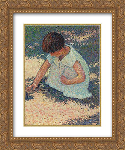 20x24 Gold Ornate Frame with Double Matted Museum Art Print by Henri Martin - Perfect for Girls' Room Decor, Nursery Wall Art & Vintage Home Décor