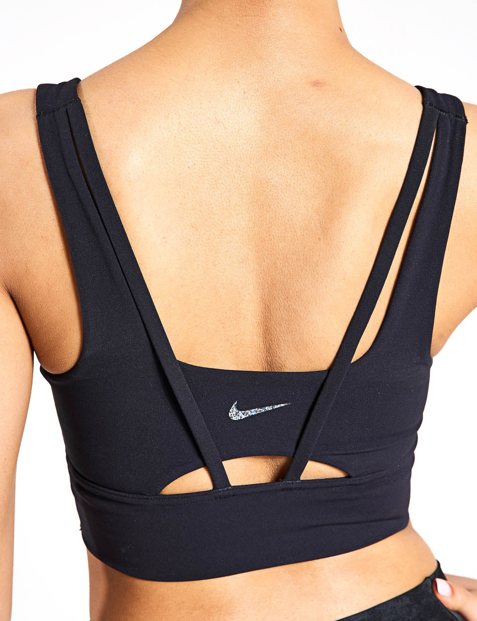 Alate Ellipse Longline Sports Bra for Women - High Support Workout Top in Black/Sail - Perfect for Yoga, Running & Gym