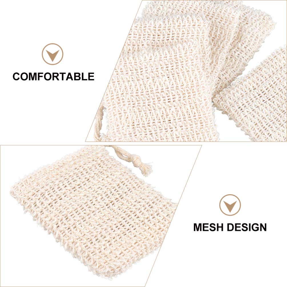 Beaupretty 3-Pack Mesh Soap Saver Bags - Reusable Soap Holder Pouch, Exfoliating Bath Sponge & Organizer for Shower, Travel, and Plant Soap Storage - Durable Ramie Mesh Soap Net Pouch