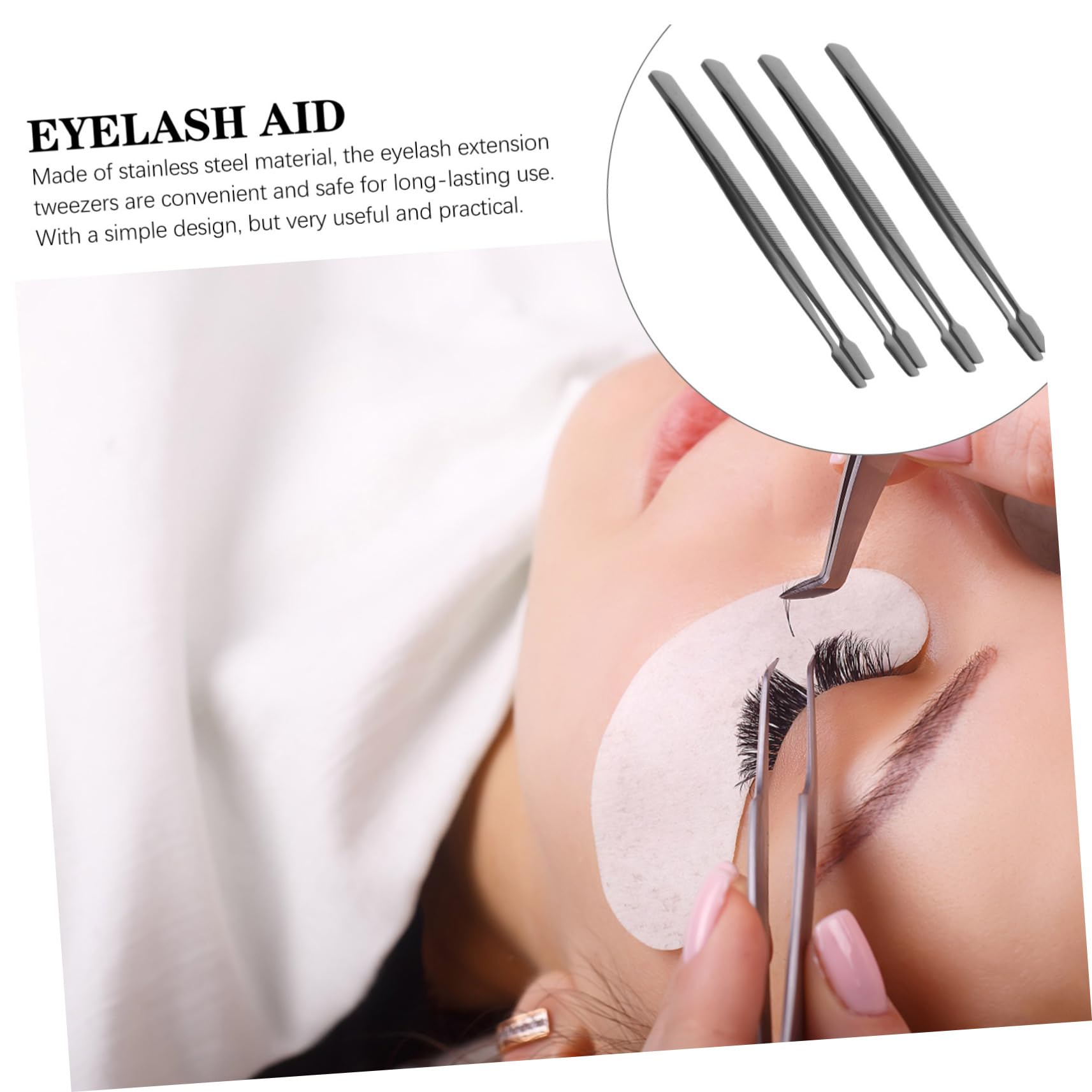 Professional Stainless Steel Eyelash Extension Tweezers Set - 4Pcs Straight & Angled Tweezers for Precise Lash Application - Perfect for Salon, Spa & DIY Home Use