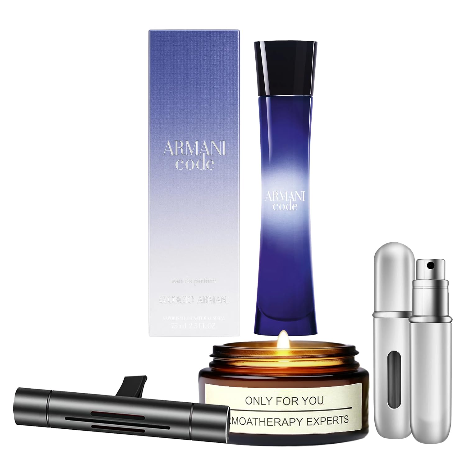 Code for Women Perfume Gift Set - 2.5 Oz EDP Spray with Lavender Soy Candle (5ml), Car Fresheners & Travel Atomizer | Perfect Women's Fragrance Gift for Birthdays, Anniversaries & Special Occasions