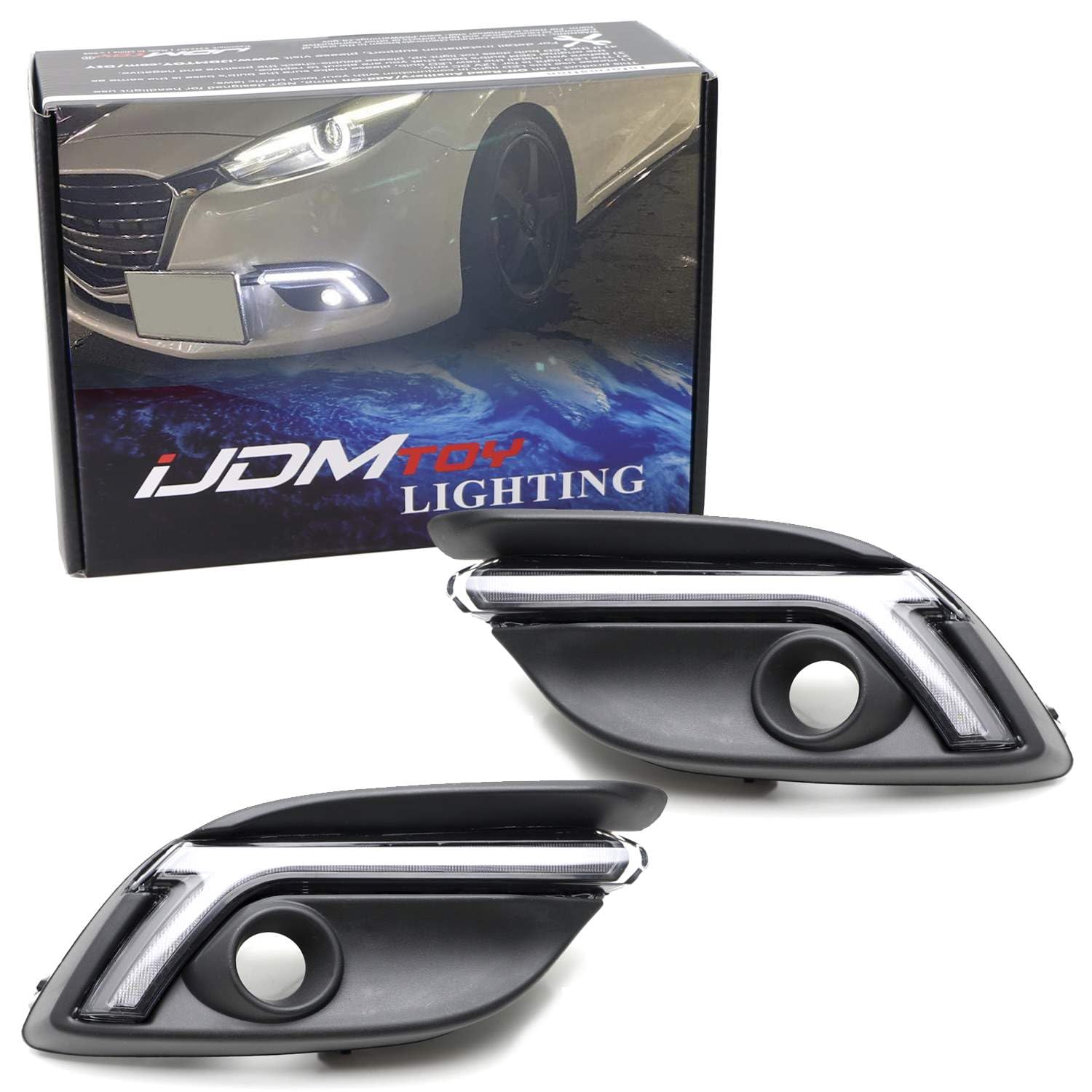 iJDMTOY OE-Style Switchback LED Daytime Running Light Kit - White DRL & Amber Turn Signal - Compatible with 2017-2018 Mazda 3 - Easy Installation & Enhanced Visibility for Day & Night Driving